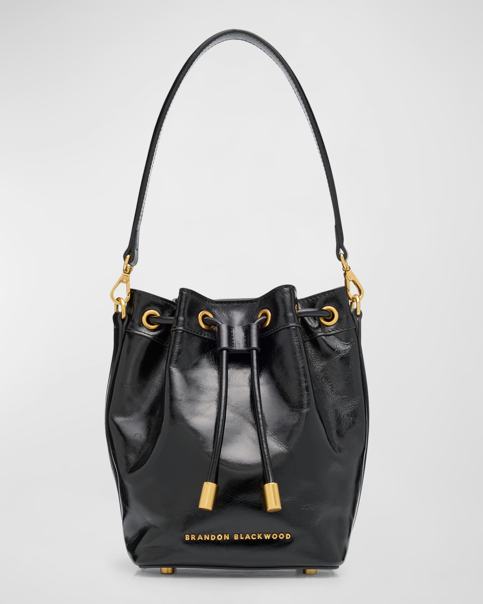 Brandon Blackwood Corey Drawstring Leather Bucket Bag