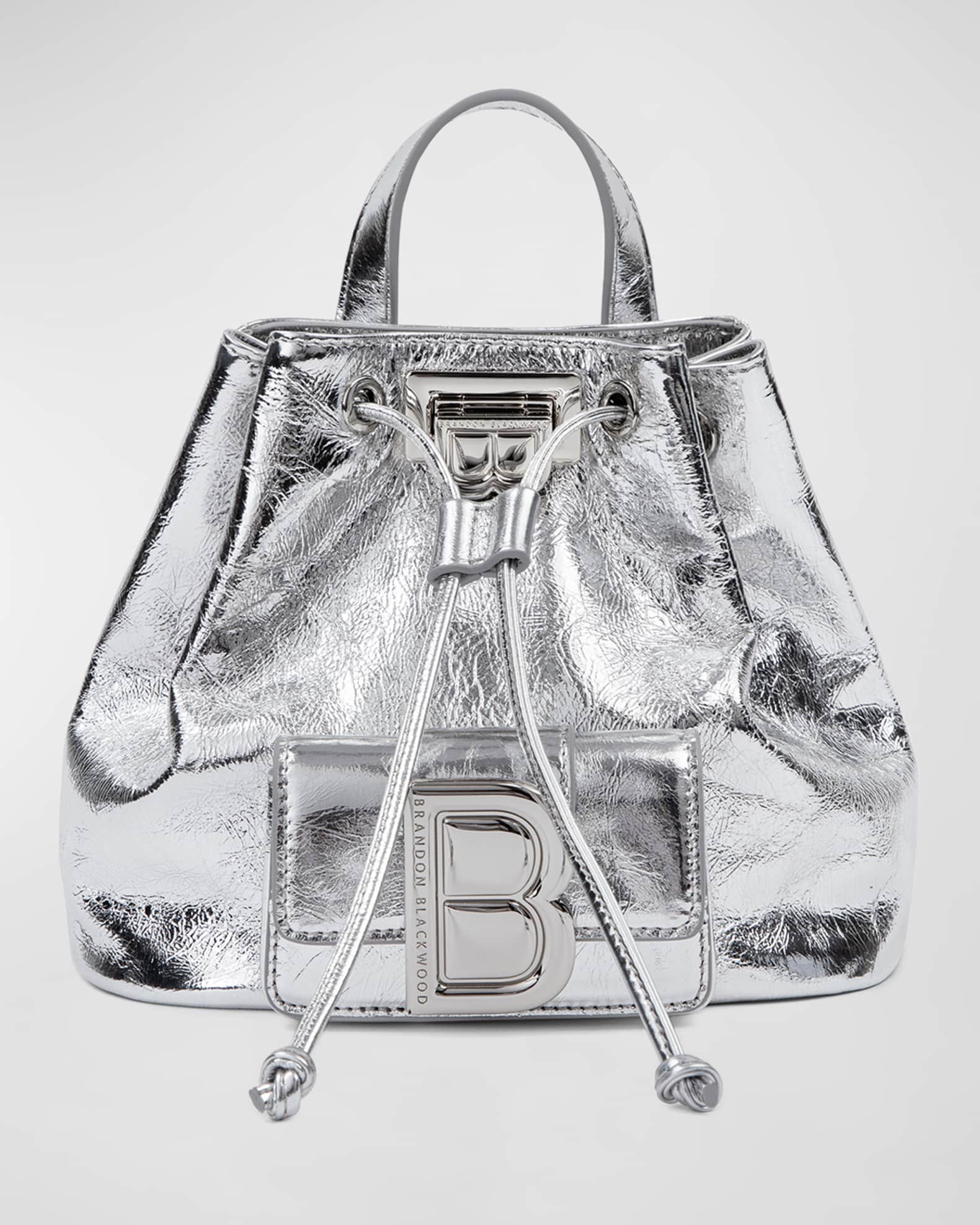 Midori Drawstring Metallic Leather Backpack