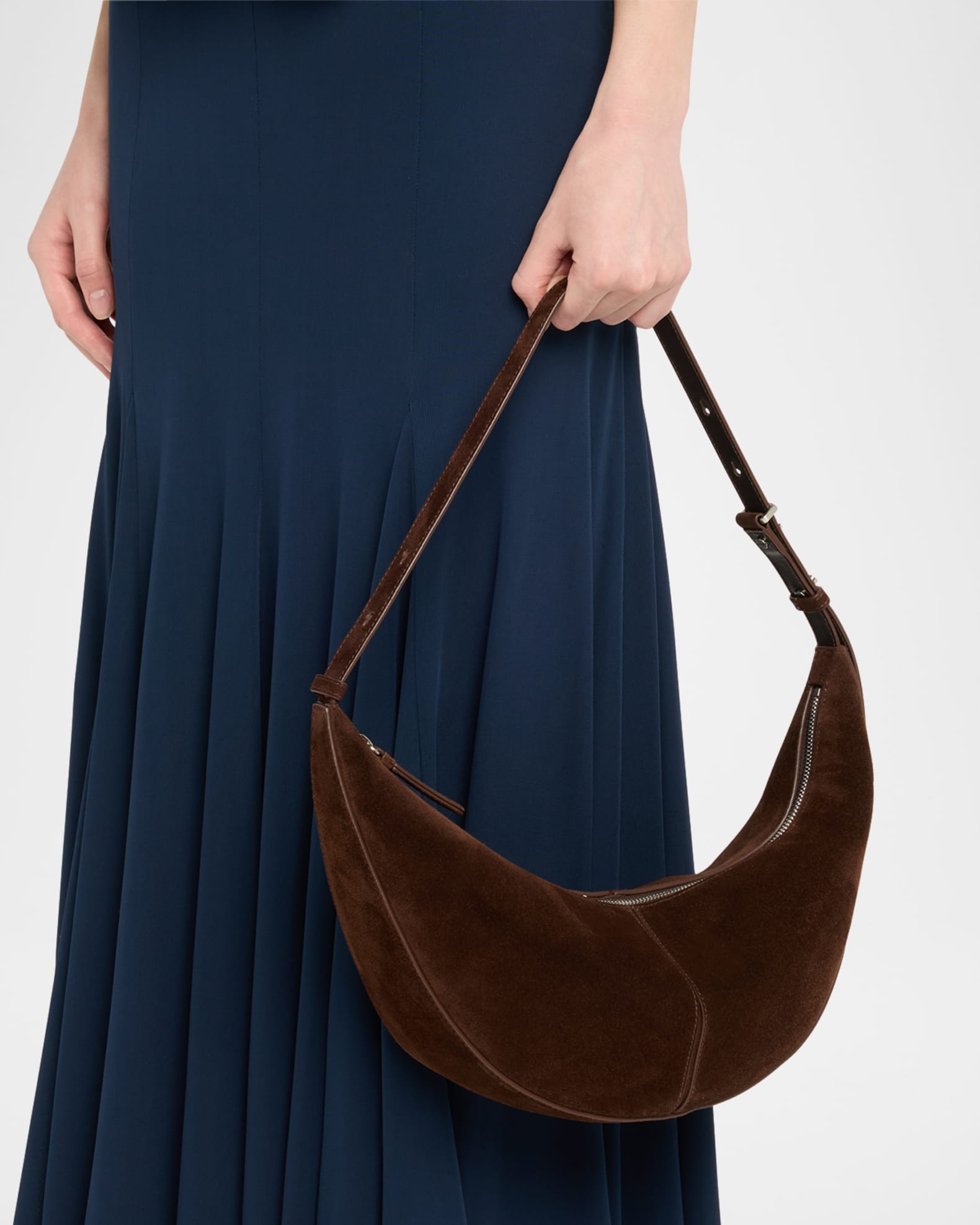 Proenza Schouler Slide Zip Suede Shoulder Bag | Neiman Marcus
