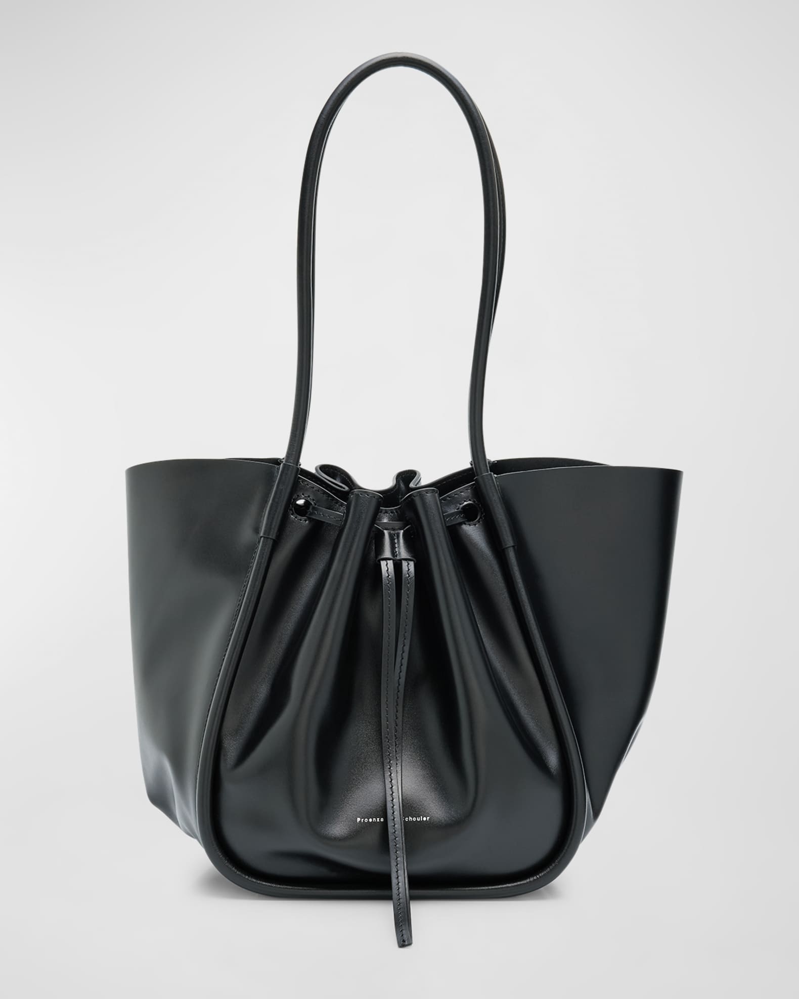 Proenza Schouler Large Ruched Calf Leather Tote Bag Black
