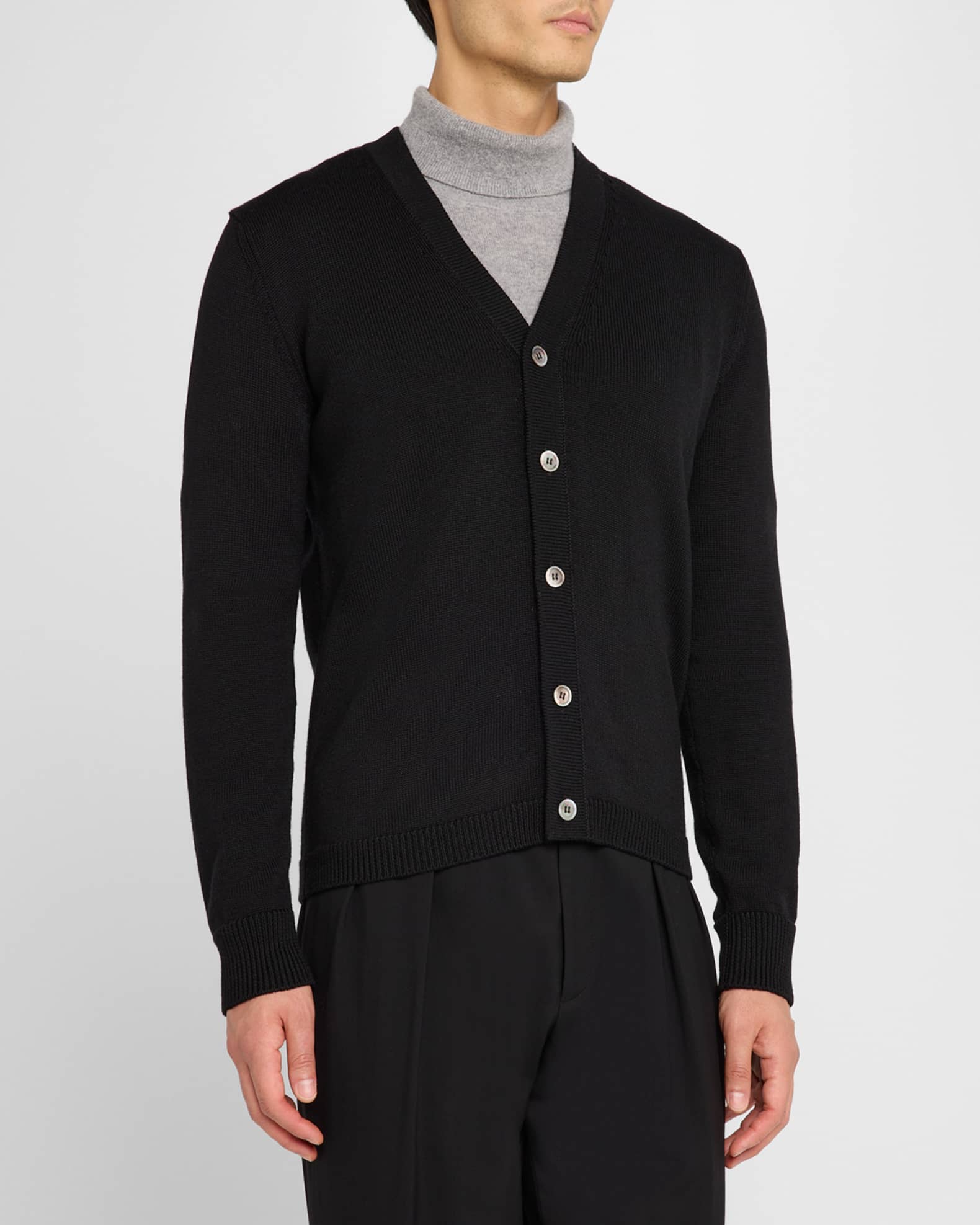 Men s Solid Merino Wool Cardigan