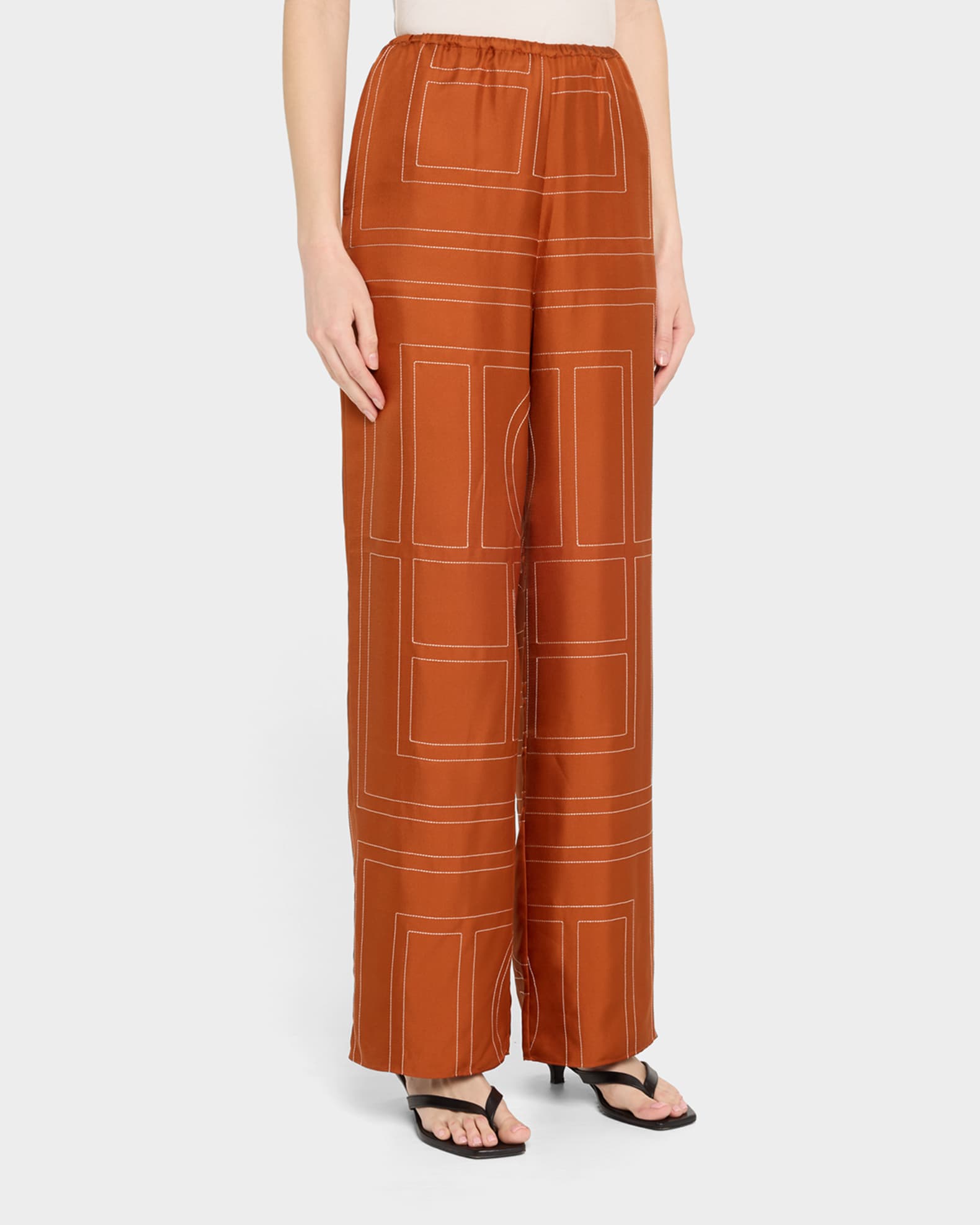 パンツ Toteme Monogram cotton & silk pajama pants Toteme Monogram Silk Pajama Bottoms | Neiman Marcus