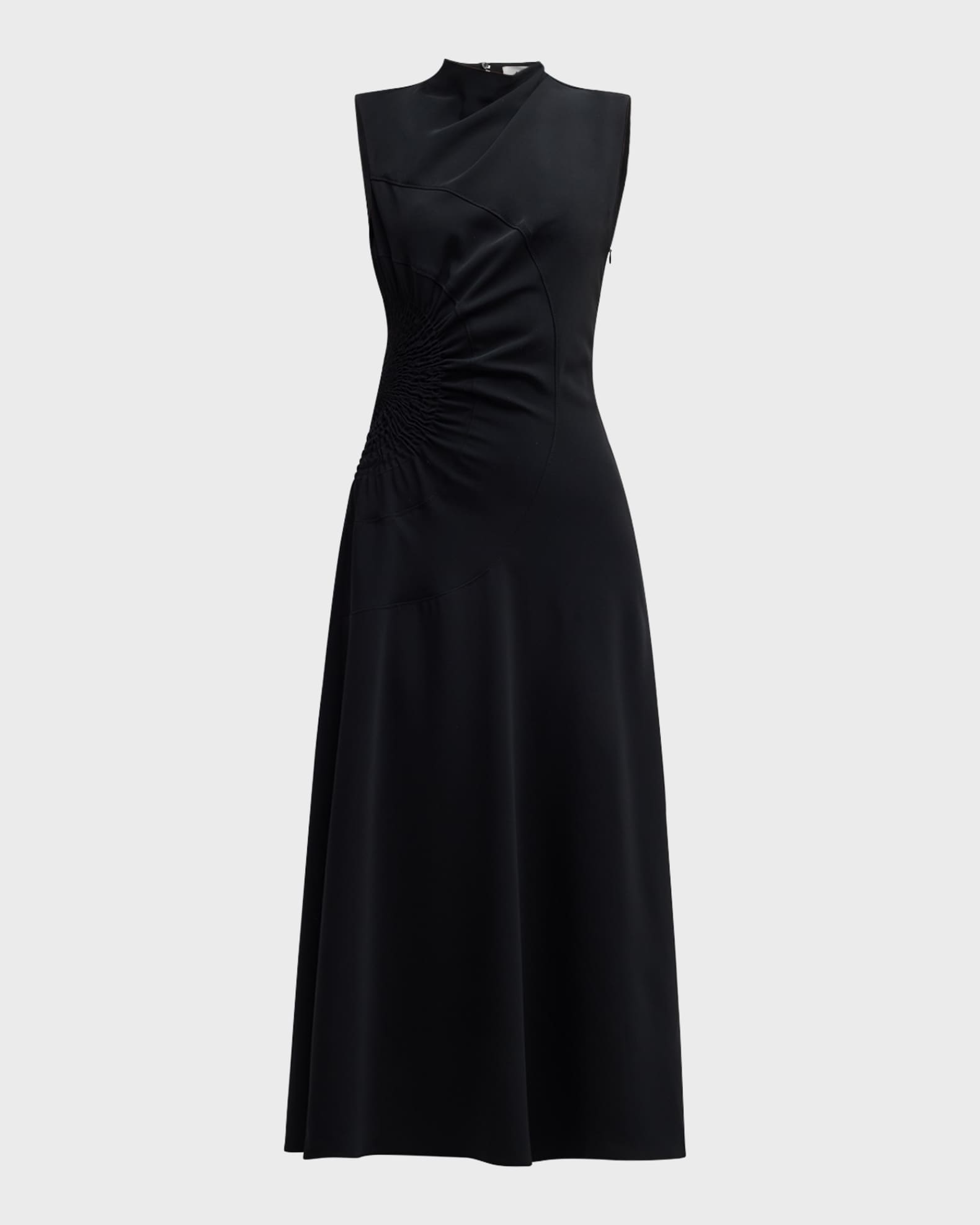 Kaia Gathered Sleeveless Midi Dress 0