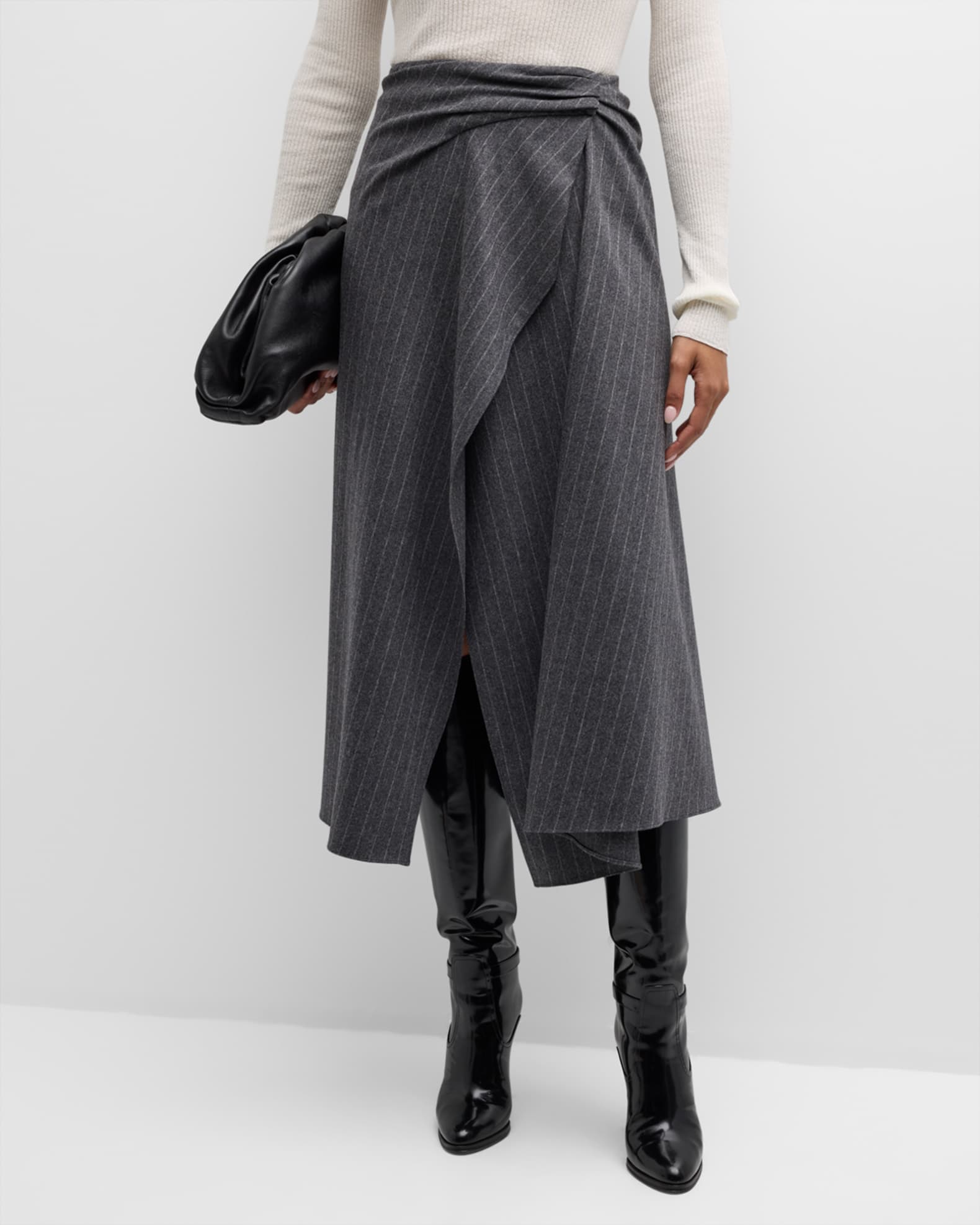 Clara Pinstripe Midi Wrap Skirt 1