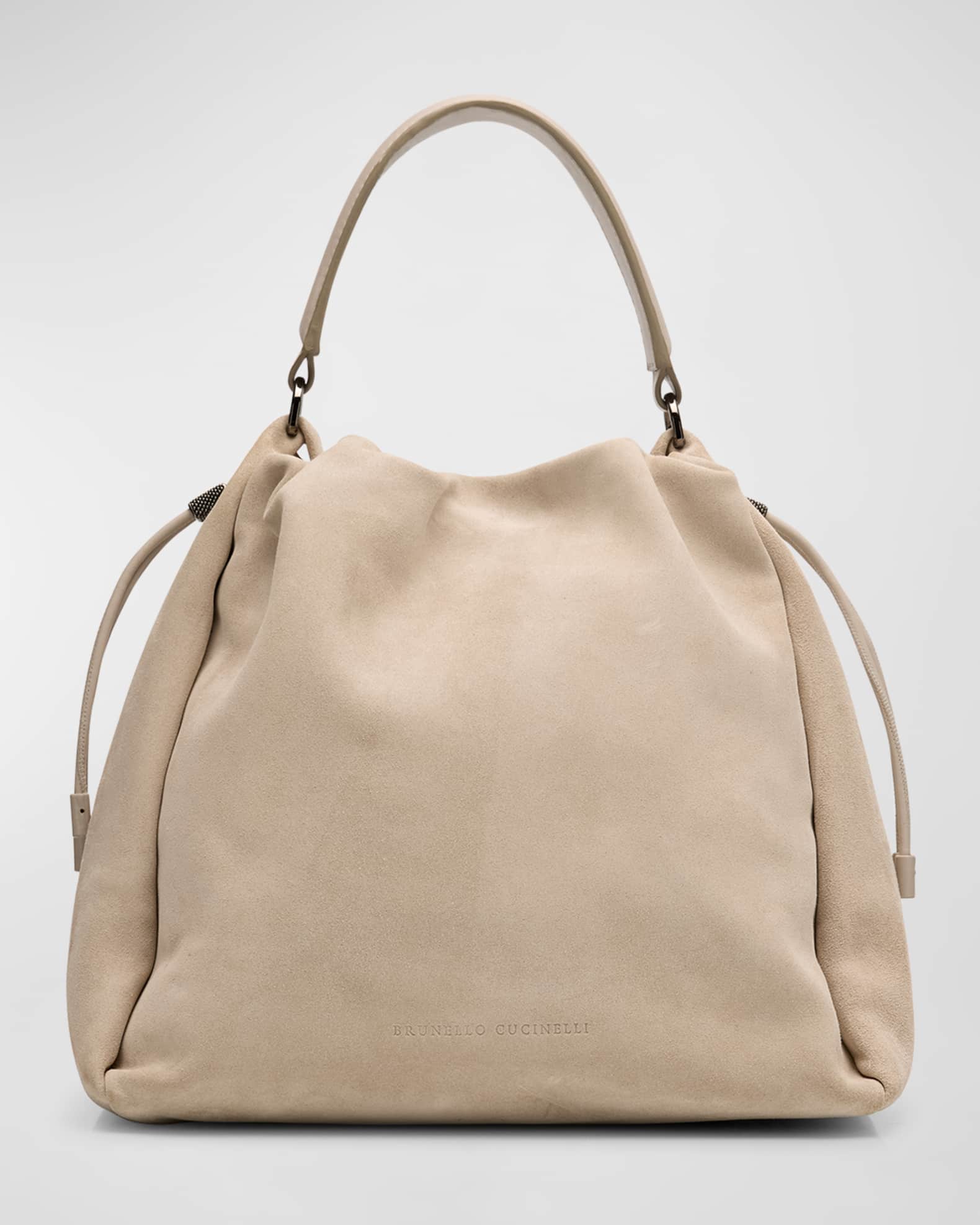 Medium Drawstring Suede Top-Handle Bag 0