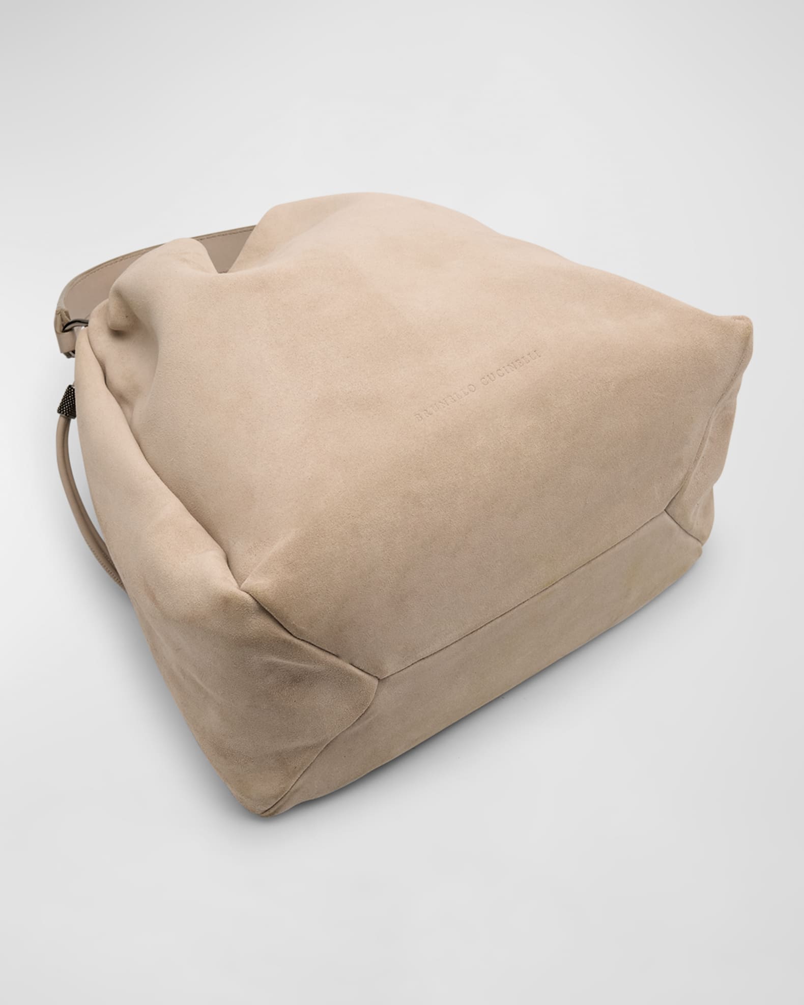 Medium Drawstring Suede Top-Handle Bag 1