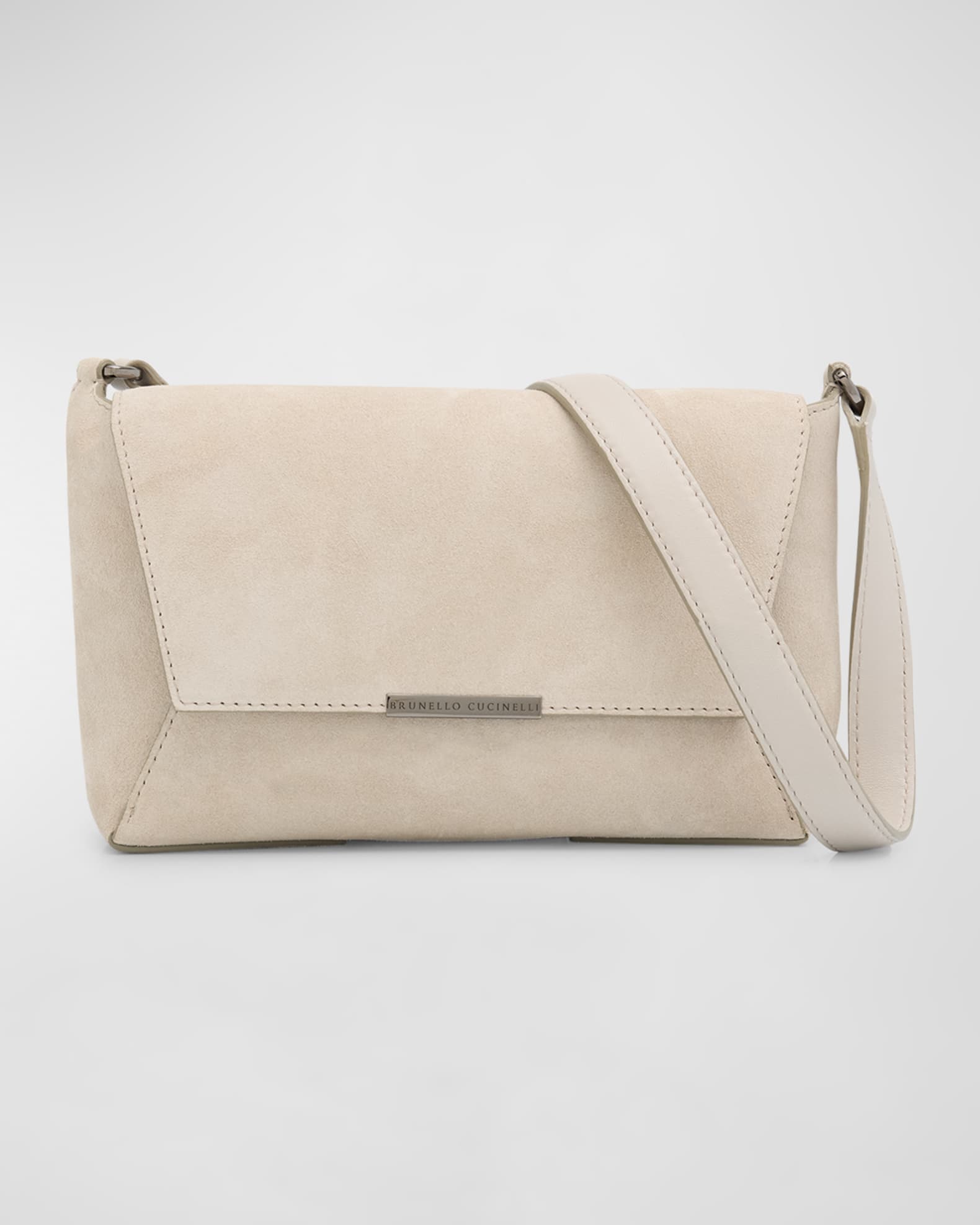 Brunello Cucinelli Geometric Crossbody Bag Stone