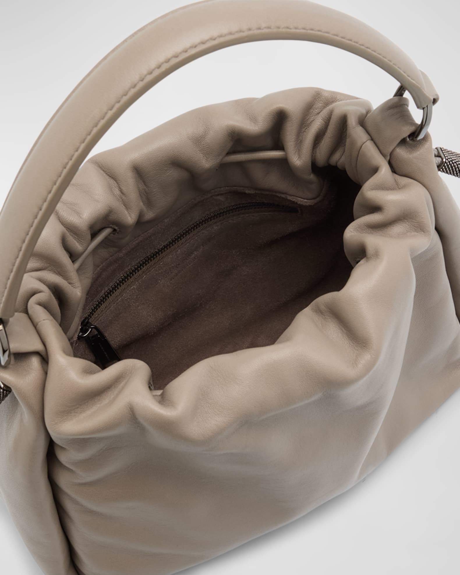 Brunello Cucinelli Mini Drawstring Lambskin Top-Handle Bag
