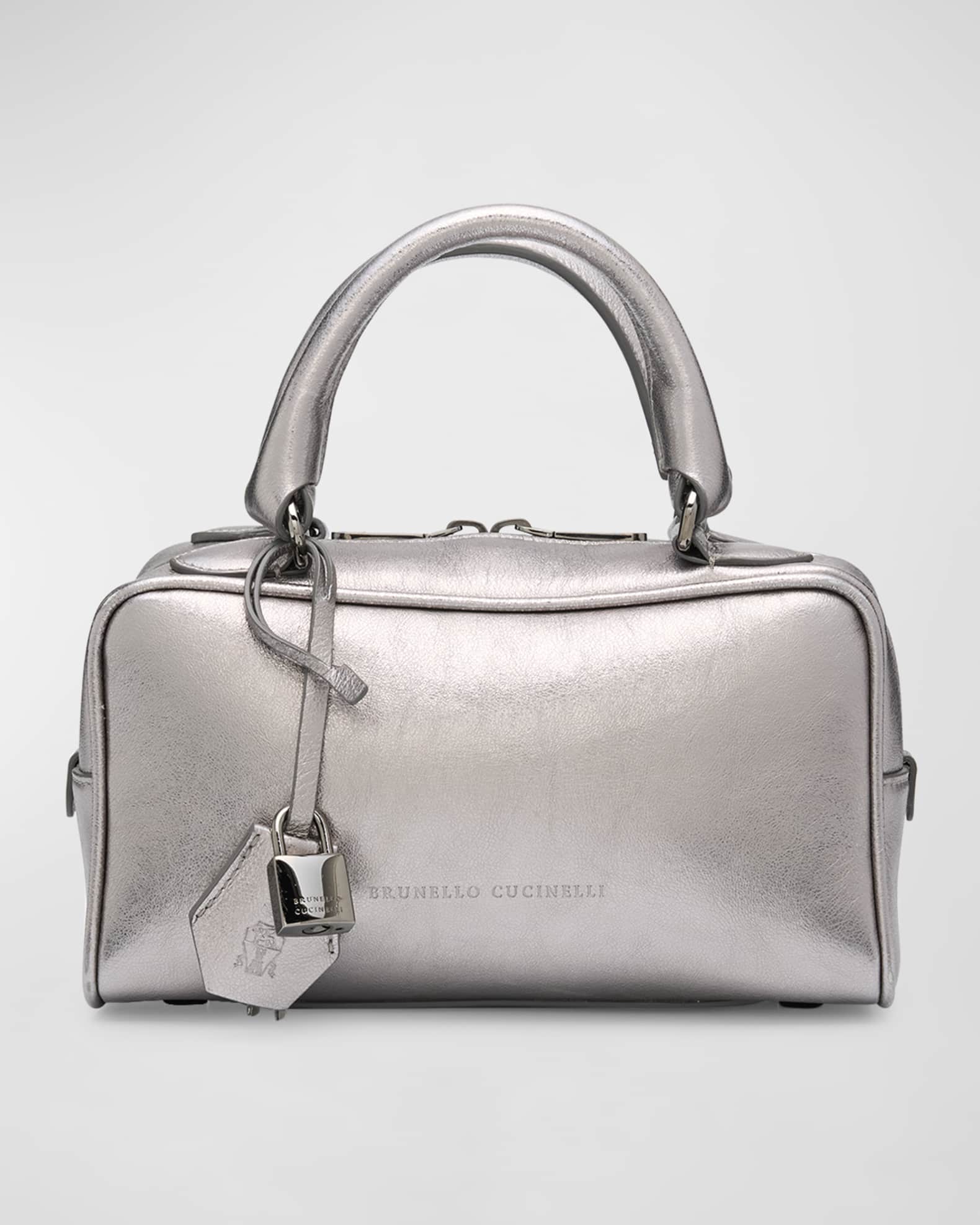 Mini Metallic Leather Boston Bag 0