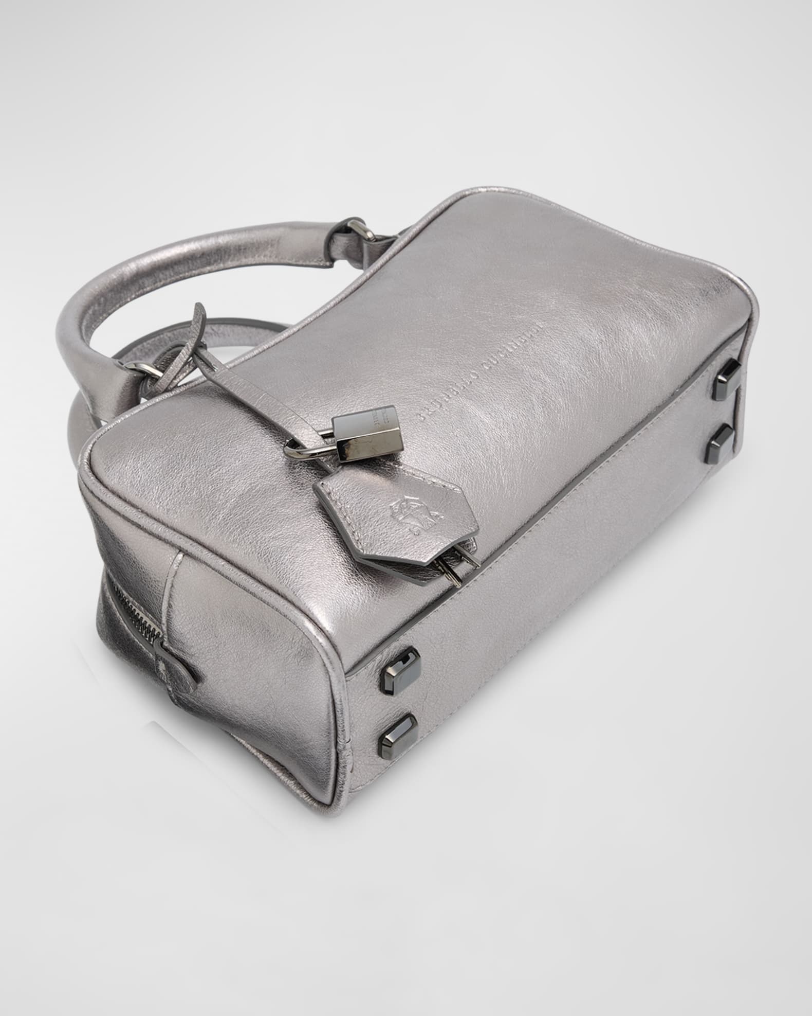 Mini Metallic Leather Boston Bag 1