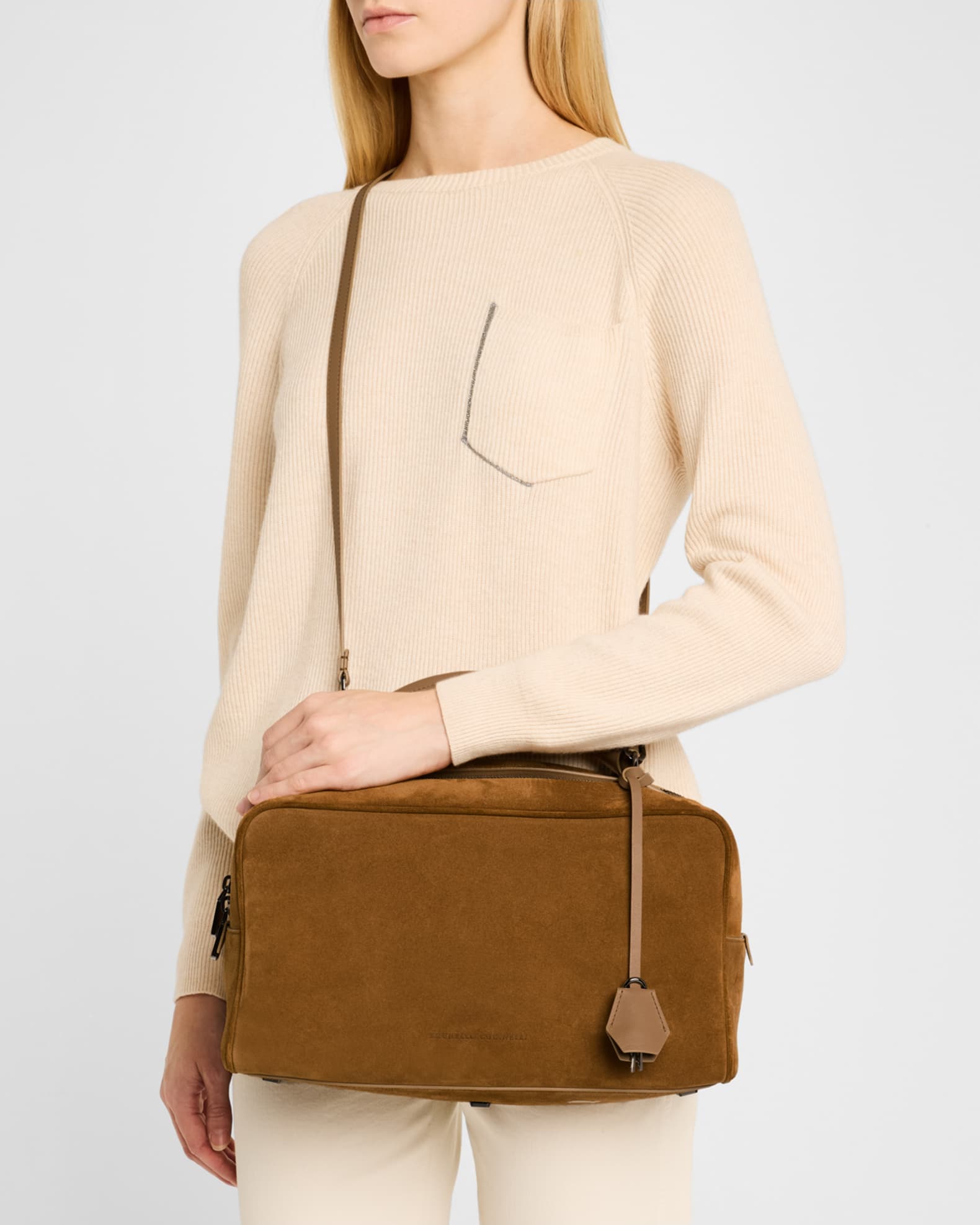 Boston Large Suede Top-Handle Bag 1