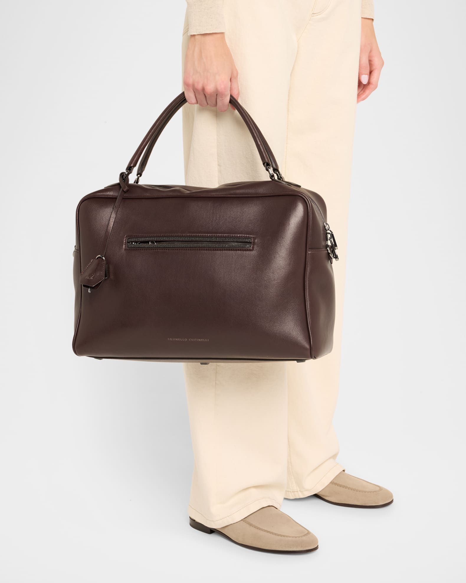 Monili Zip Calf Leather Duffel Bag 1