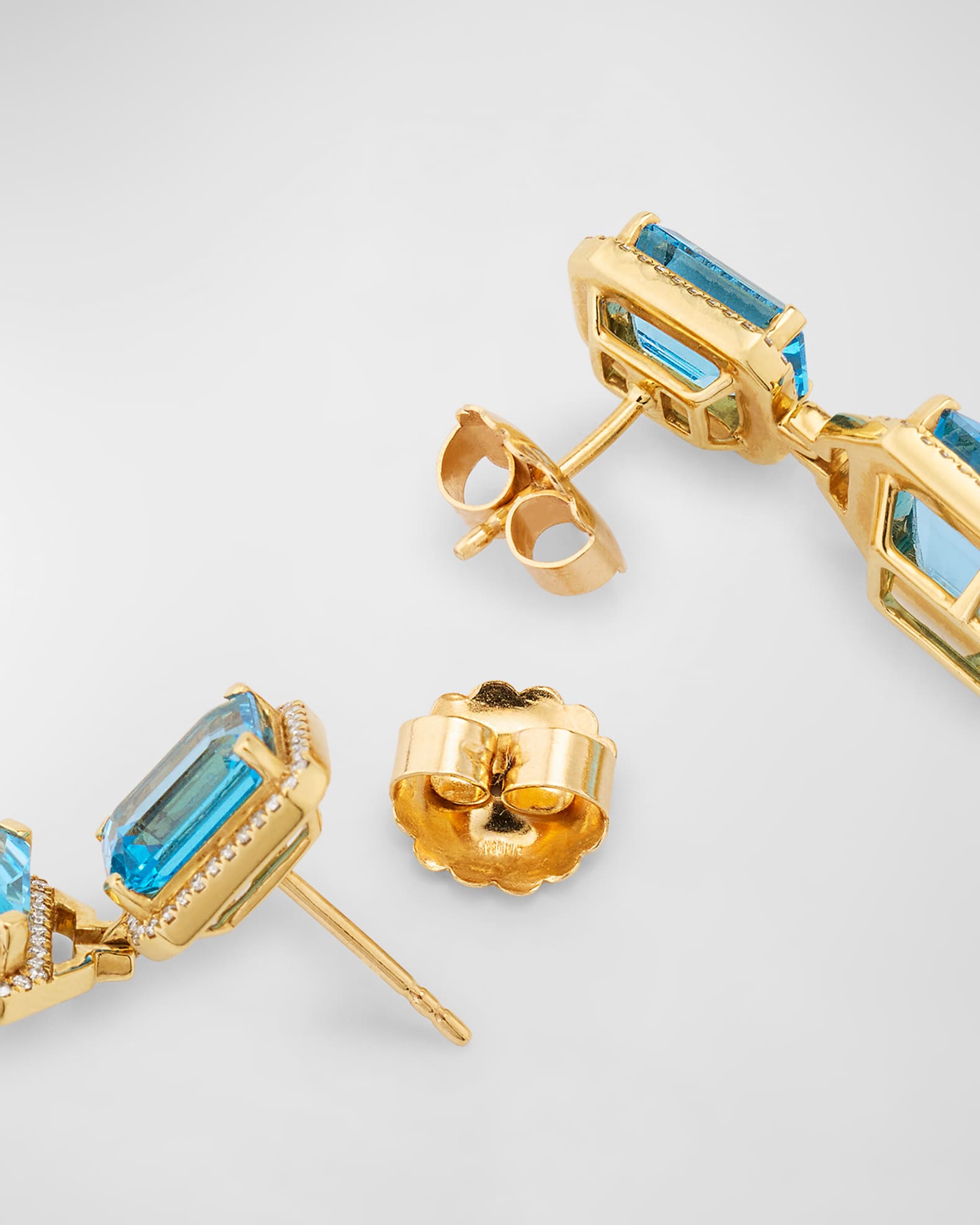 Goshwara The Gossip Collection Octagonal Bezel Drop Earrings in London Blue Topaz