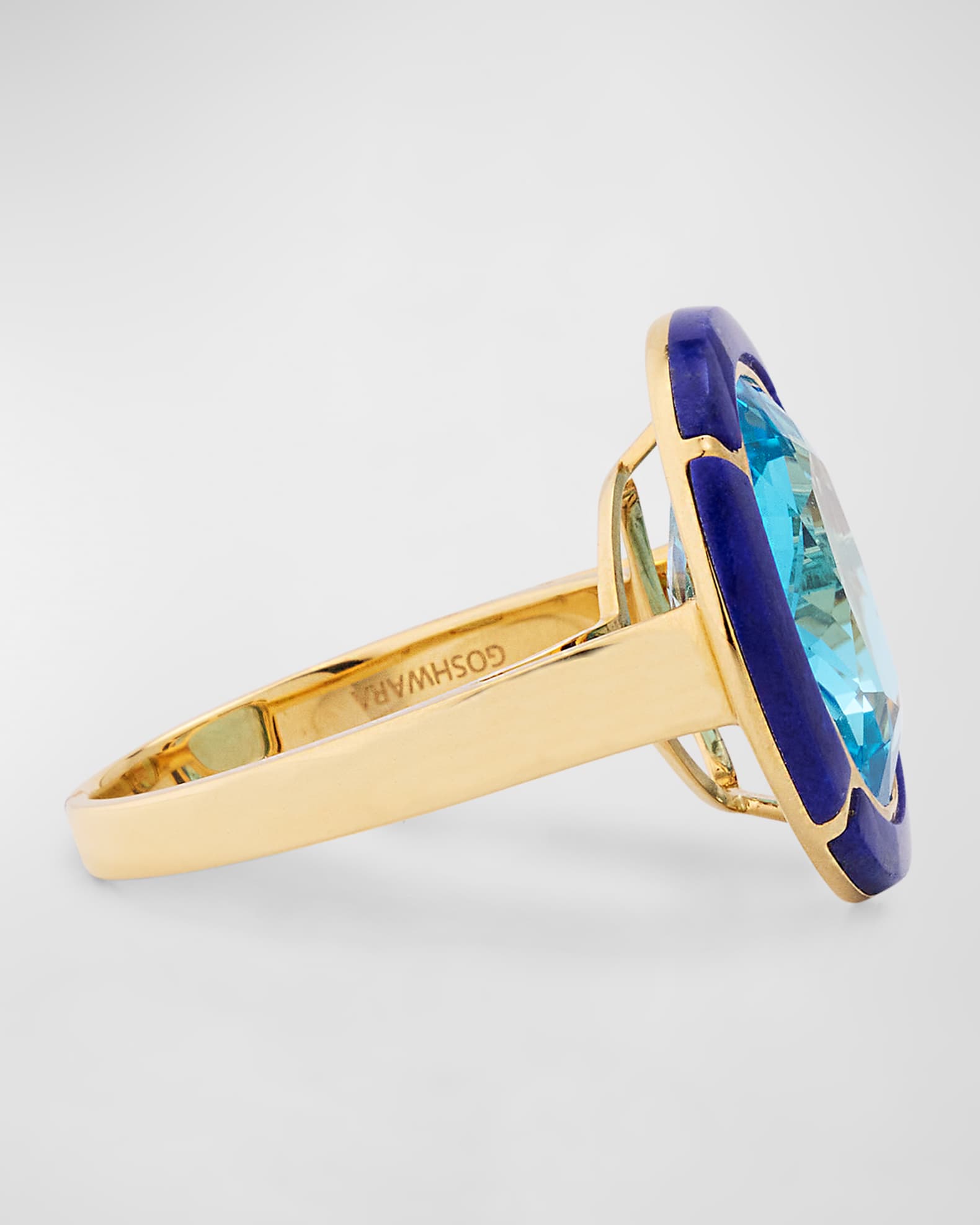 Goshwara 18K Melange Blue Topaz and Lapis Lazuli Statement Ring