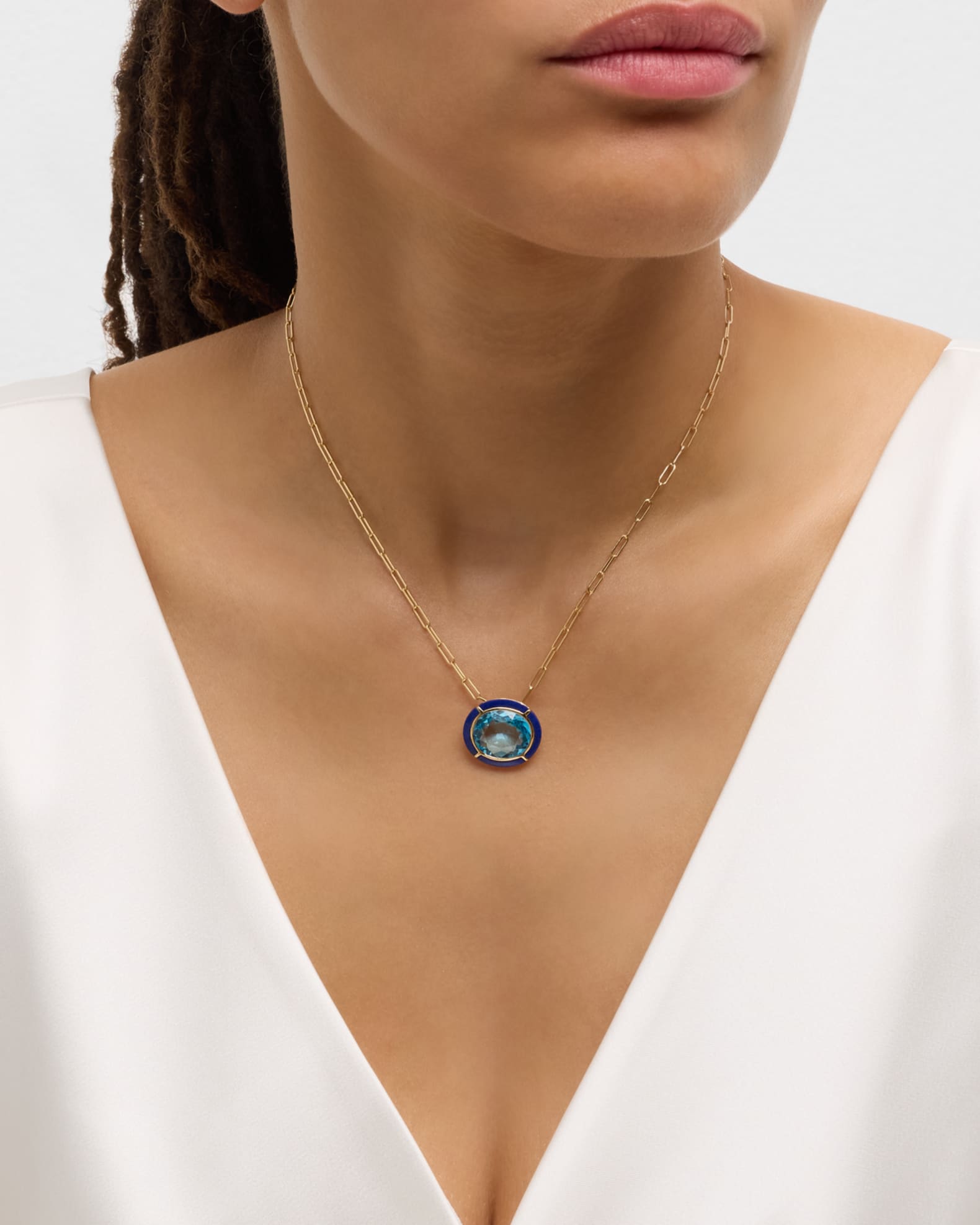 Goshwara 18K Melange Blue Topaz and Lapis Lazuli Pendant Necklace