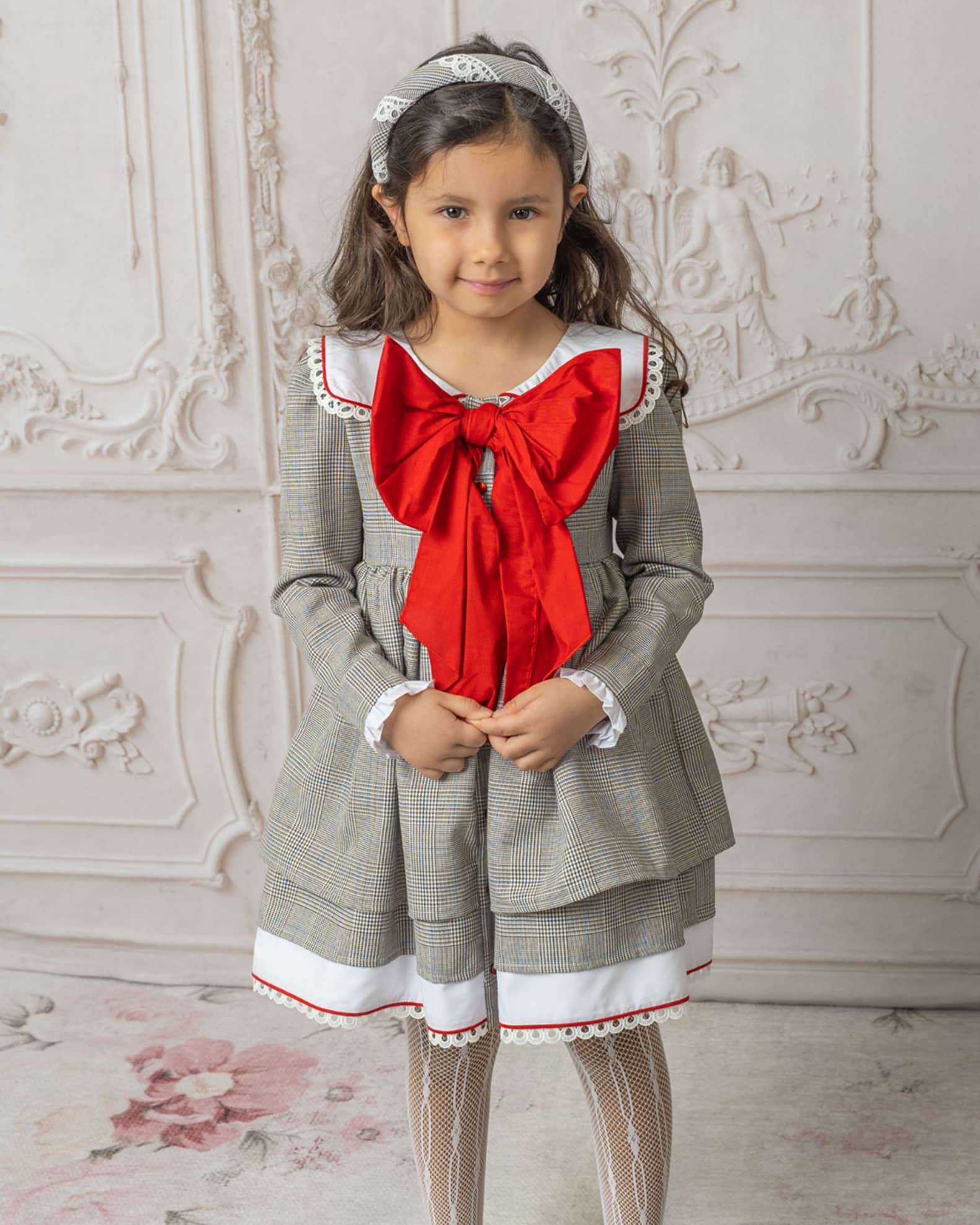 Girl's Georgina Tartan-Print Dress, Size 12M-10 1