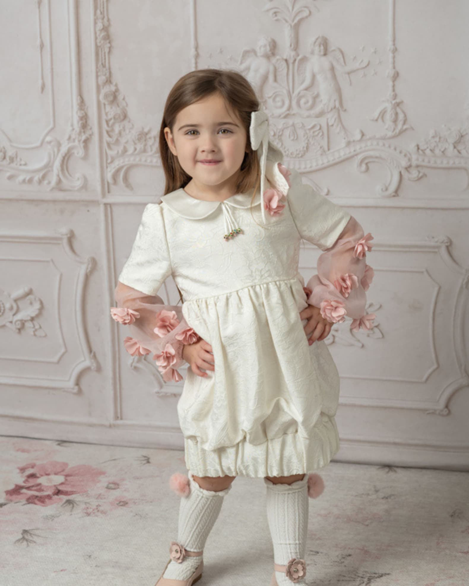 Girl's Embellished Cherry Blossom Dress, Size 12M-12 1