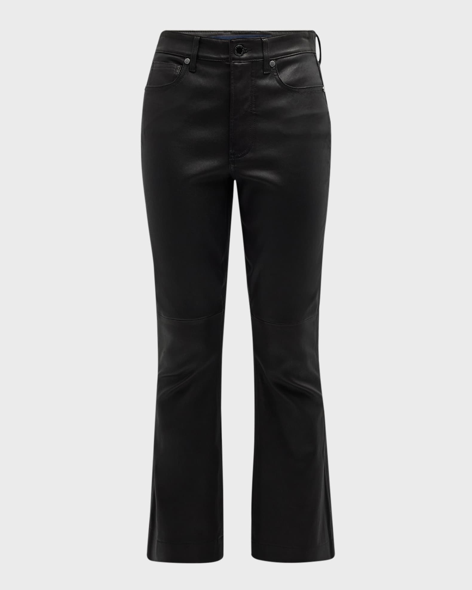 Carson Leather High-Rise Ankle Flare Jeans 0