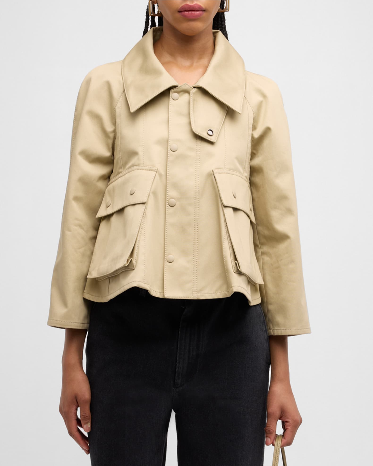 Loewe Cropped Trapeze Trench Jacket Neiman Marcus