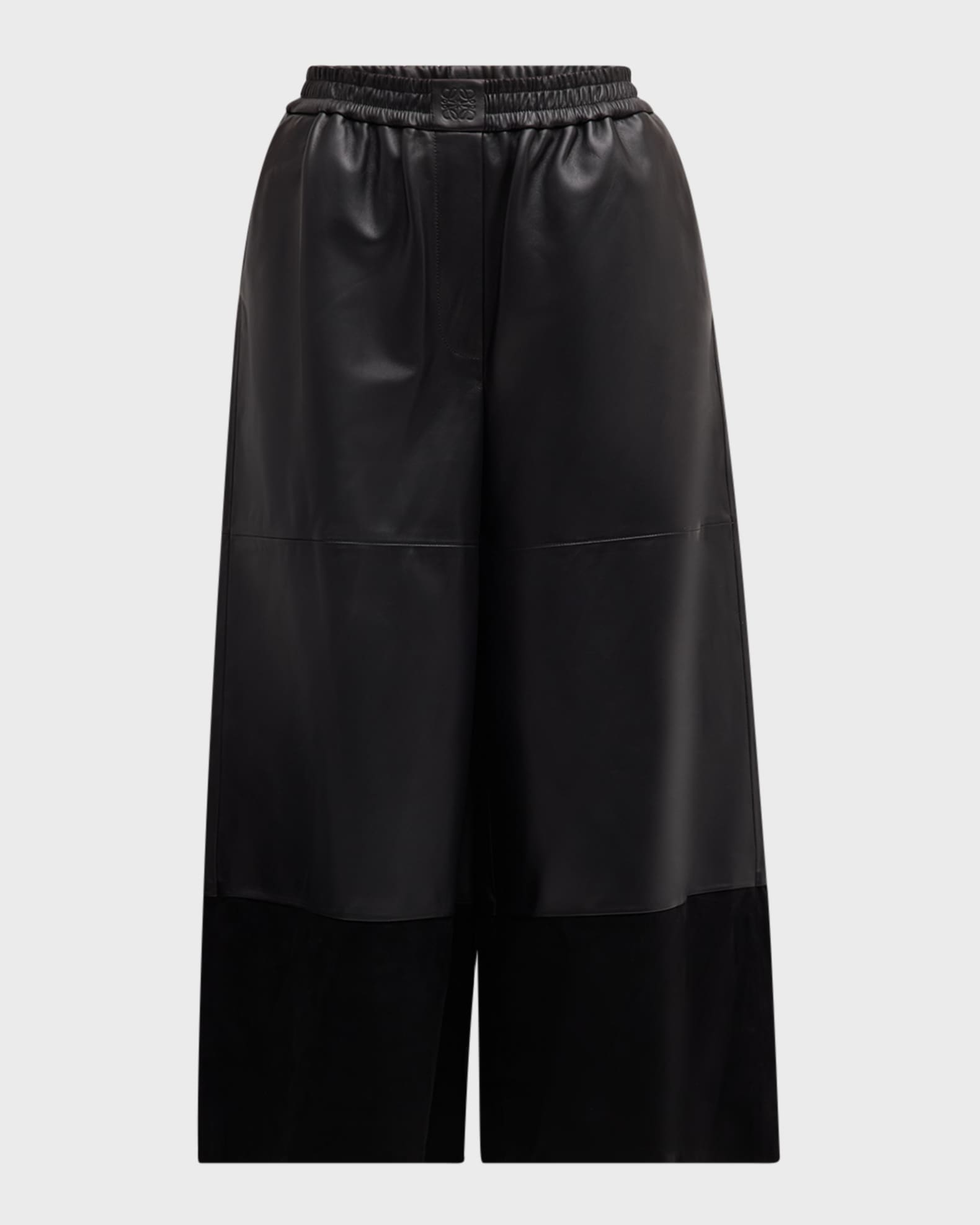 Cropped Leather and Suede Trousers 0