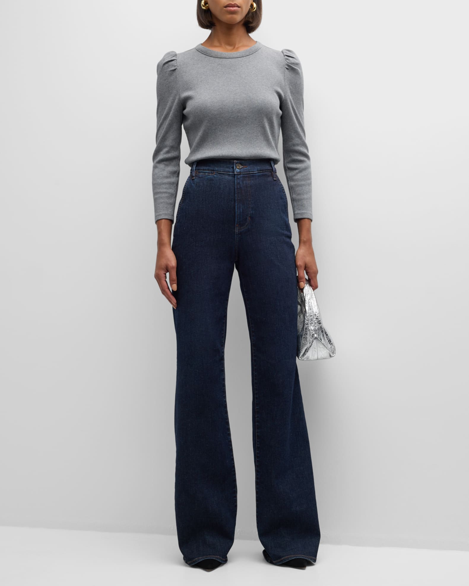 Britney Knit Puff-Sleeve Top 1