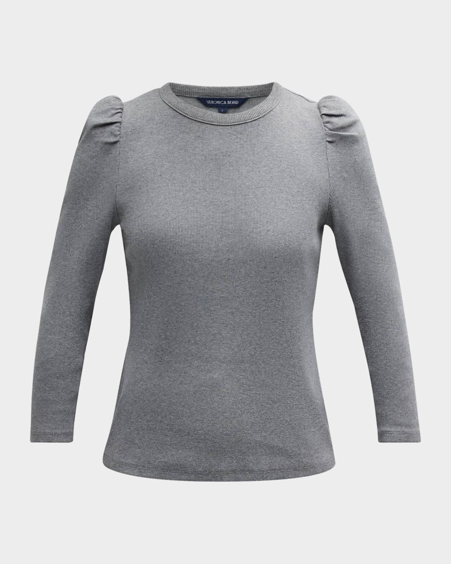 Britney Knit Puff-Sleeve Top 0