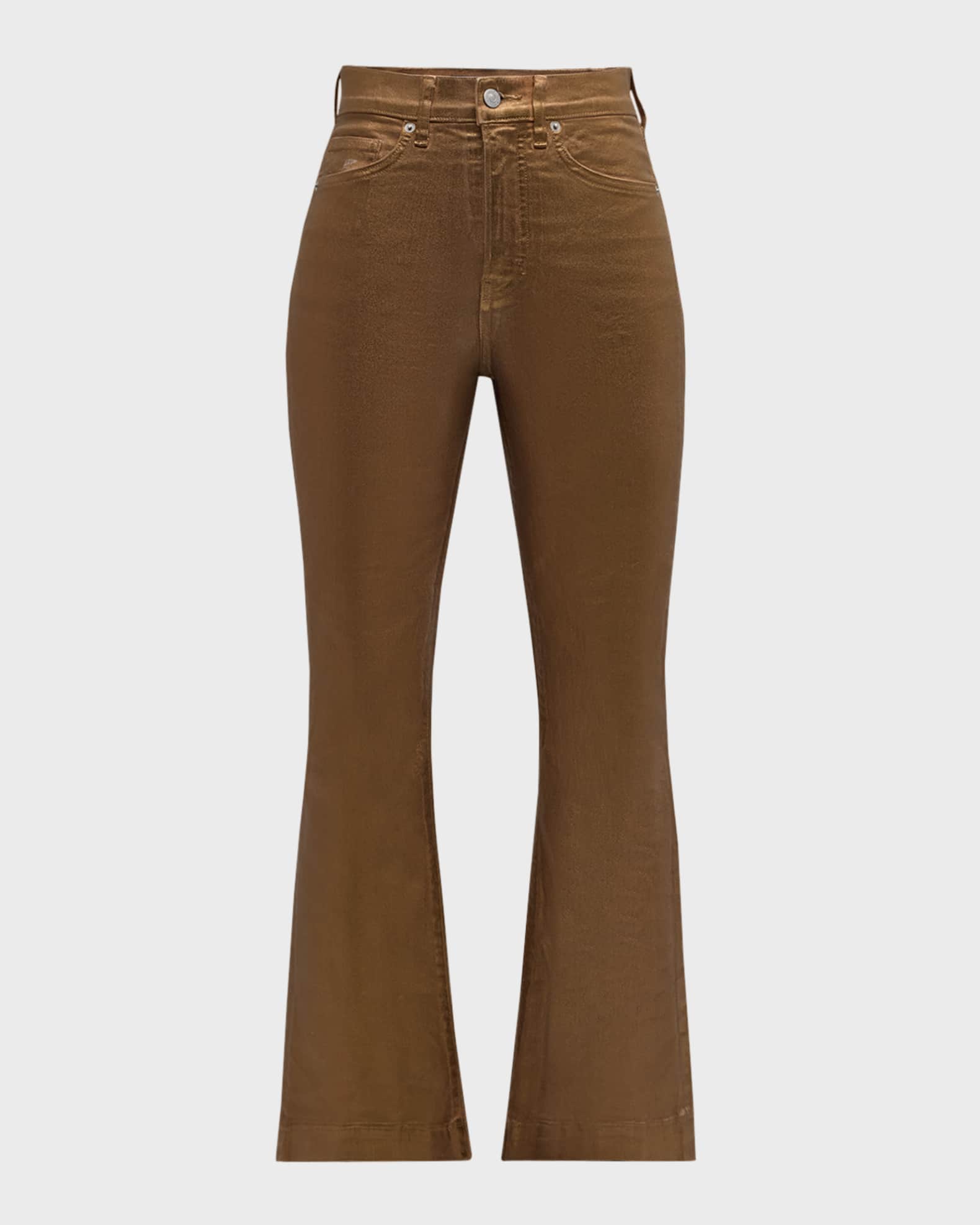 Carson Metallic Ankle Flare Jeans 0