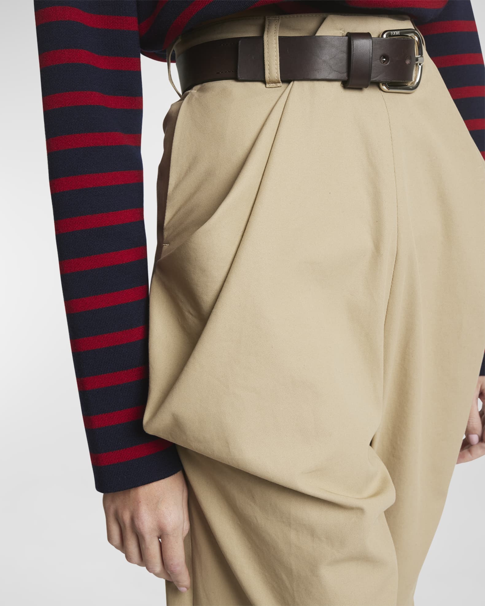 Draped Straight Leg Tailored Pants