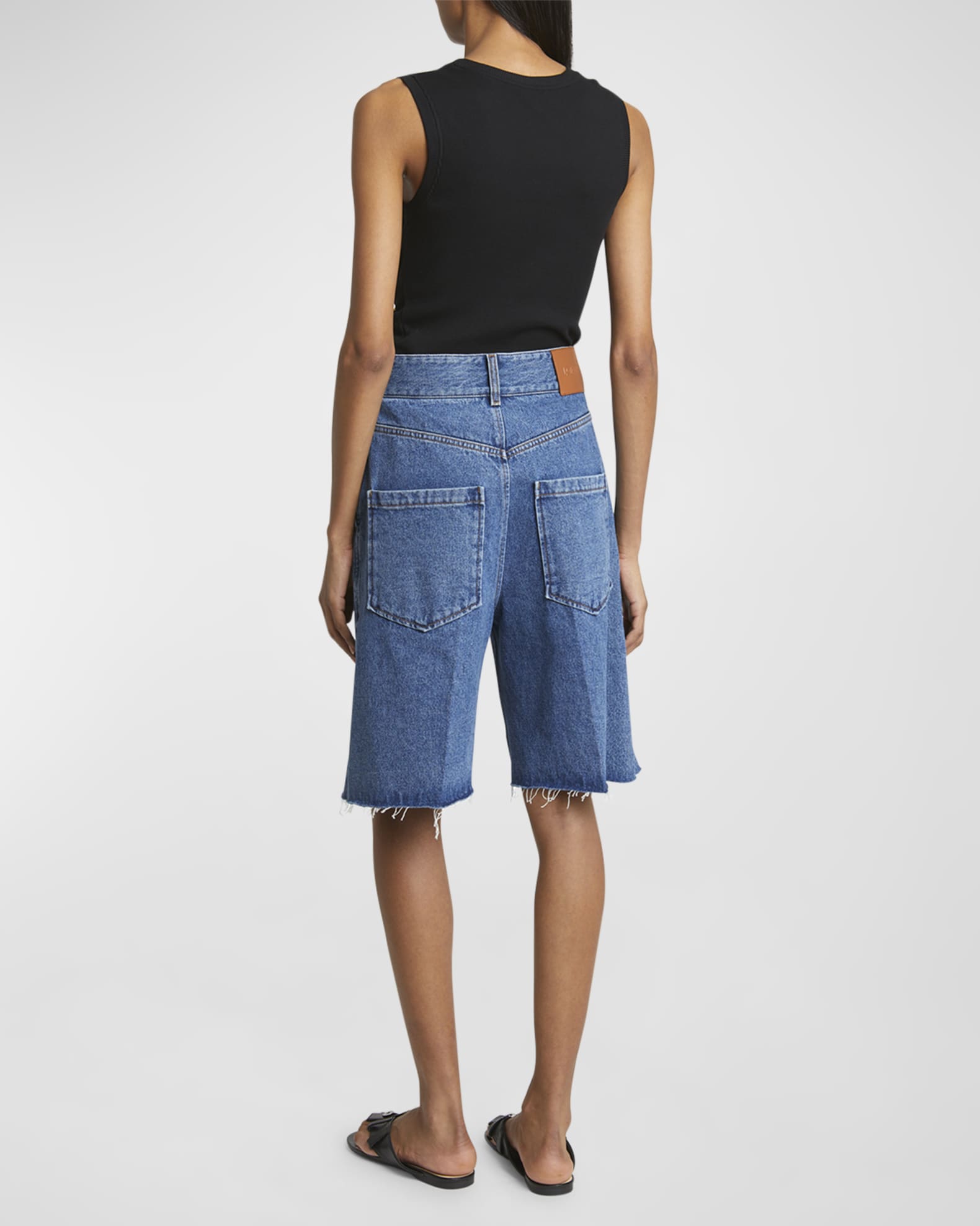 Loewe Anagram Long Denim Shorts | Neiman Marcus