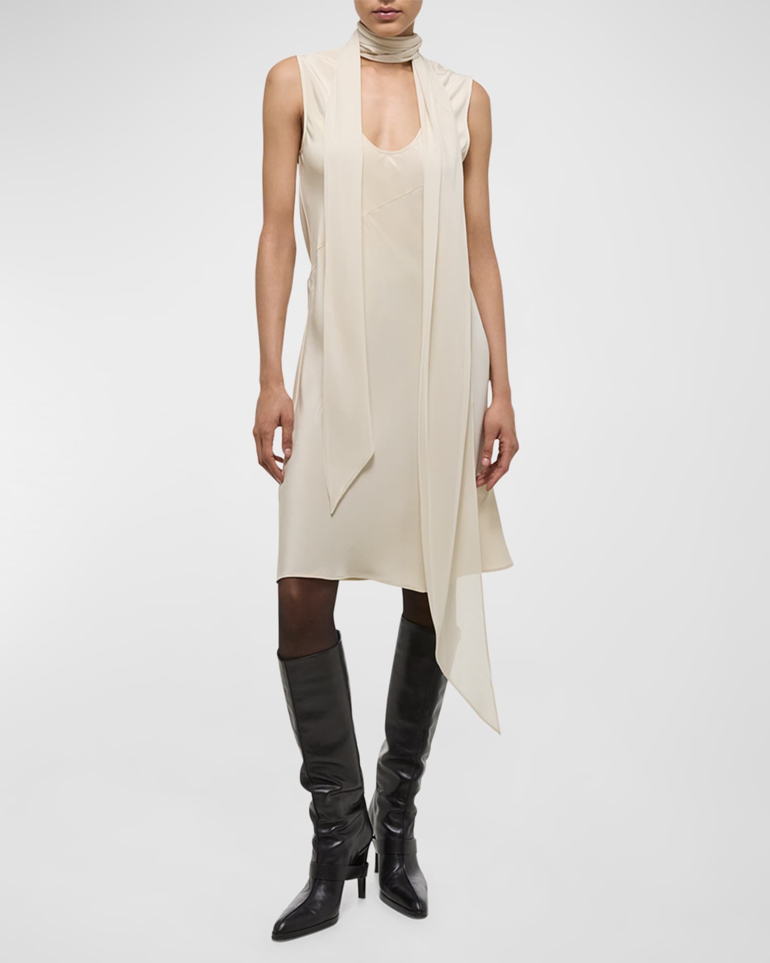 Helmut Lang Sleeveless Silk Scarf Dress