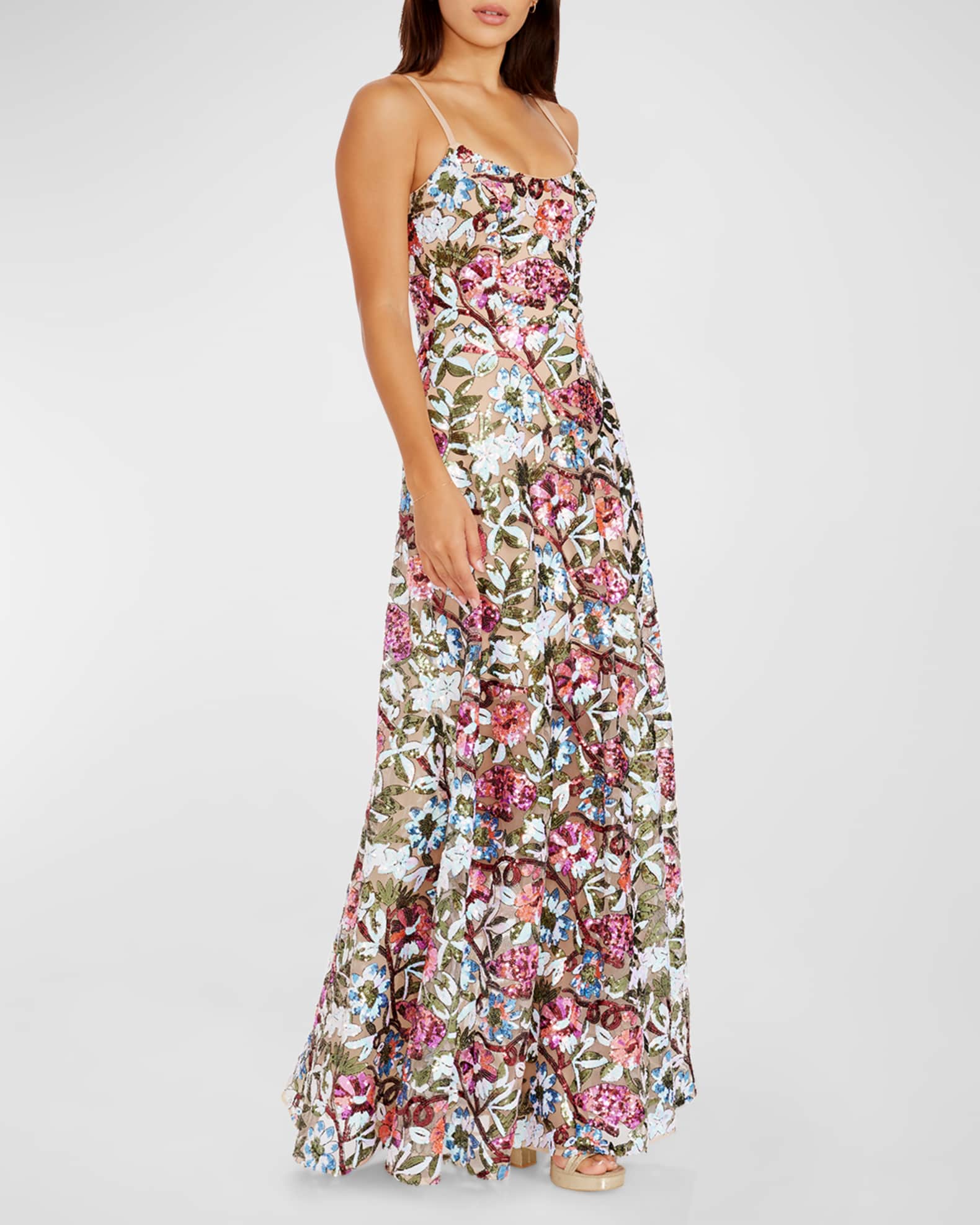 Umalina Sleeveless Floral Sequin Gown