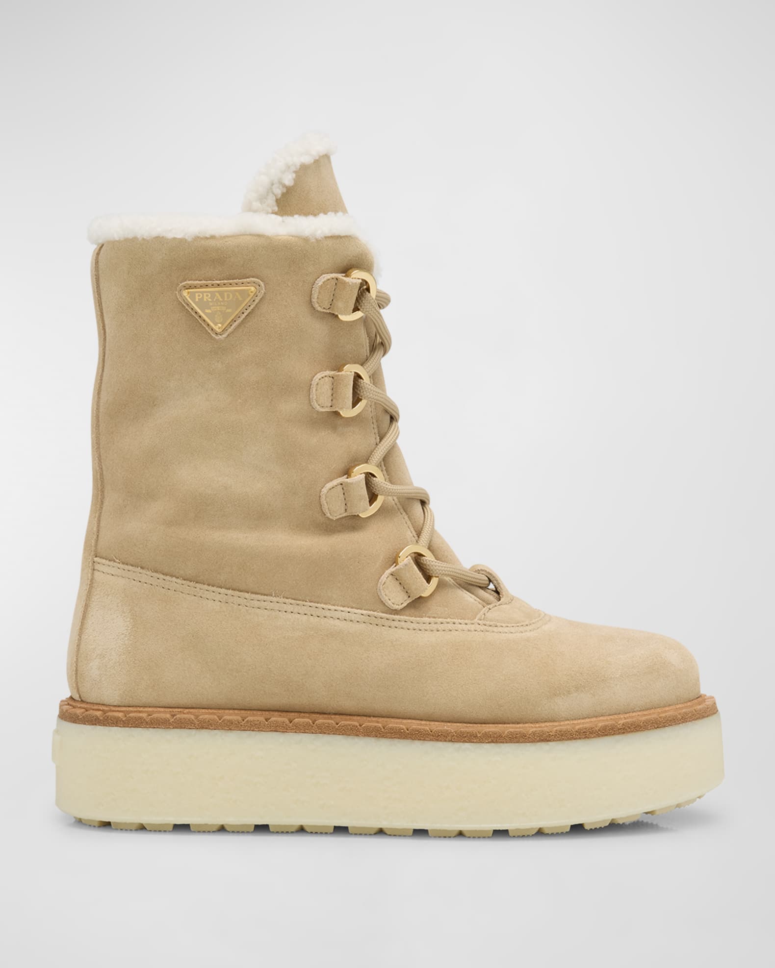 Suede Shearling Flatform Ranger Boots 0