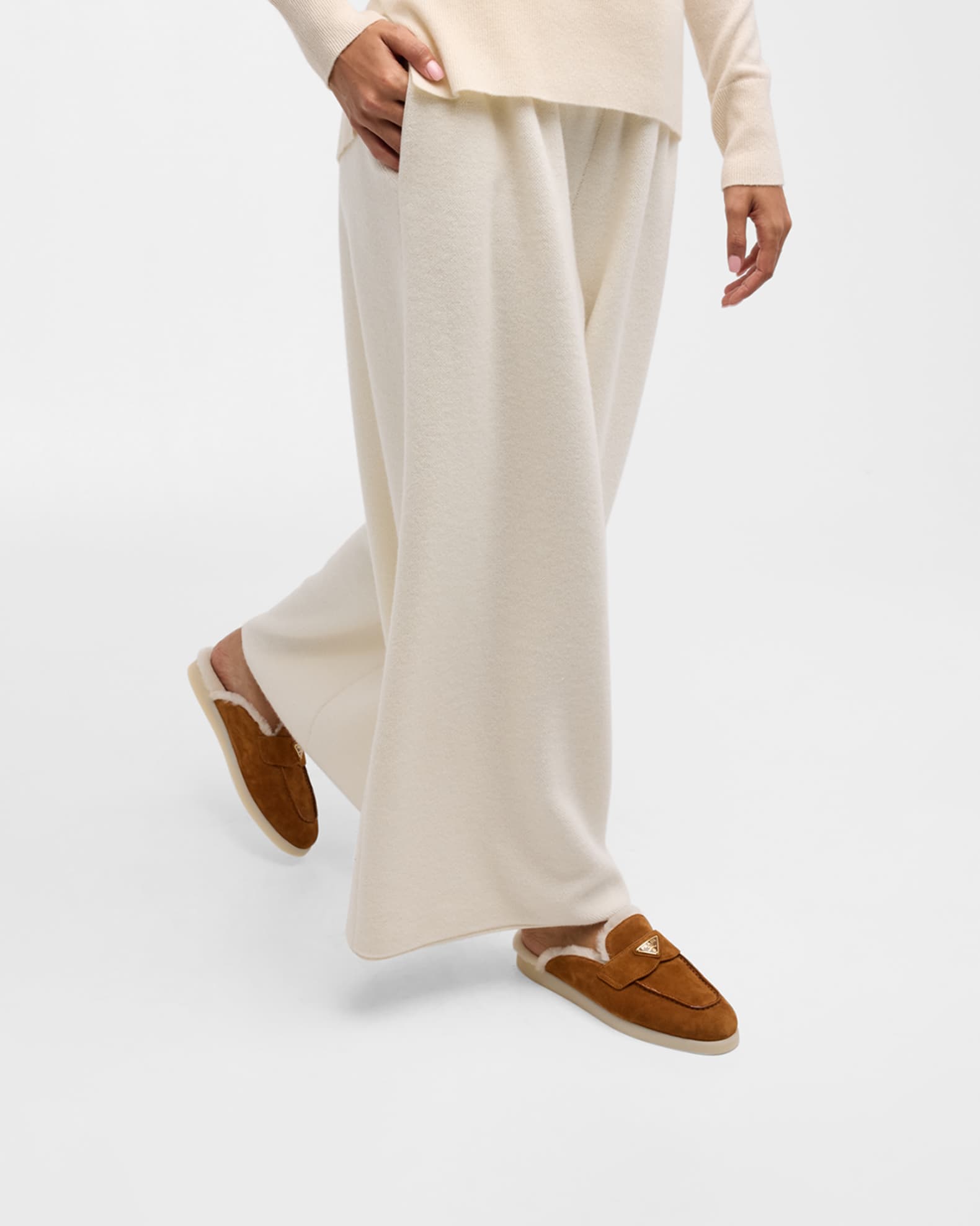 Suede Shearling Mule Loafers 1