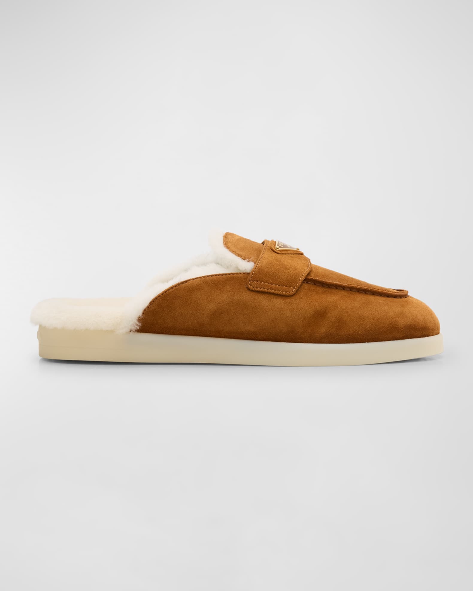 Suede Shearling Mule Loafers 0