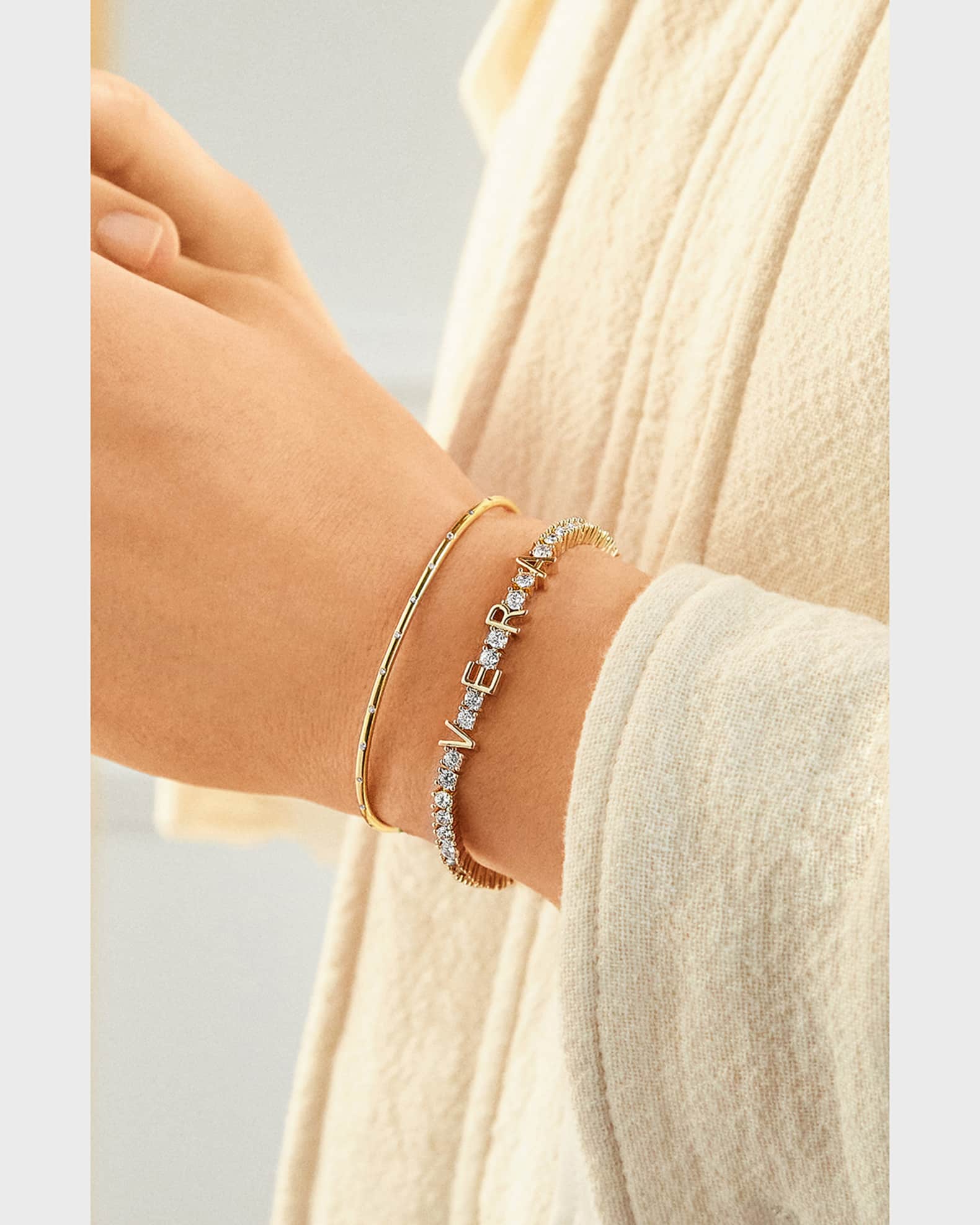 Custom Spaced Letter Cubic Zirconia Tennis Bracelet 1
