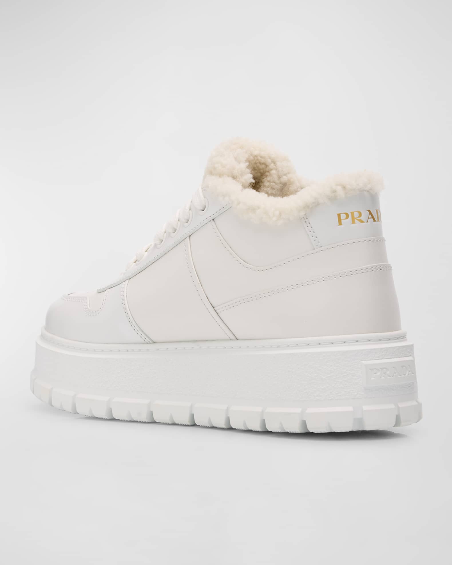 超特価激安 Sneakers Mid-Top Shearling Leather Prada | Marcus Neiman ビジネスバッグ