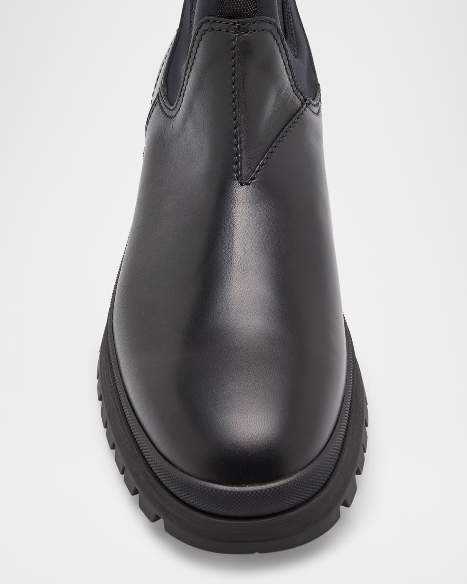 Prada leather and neoprene ankle boots on sale