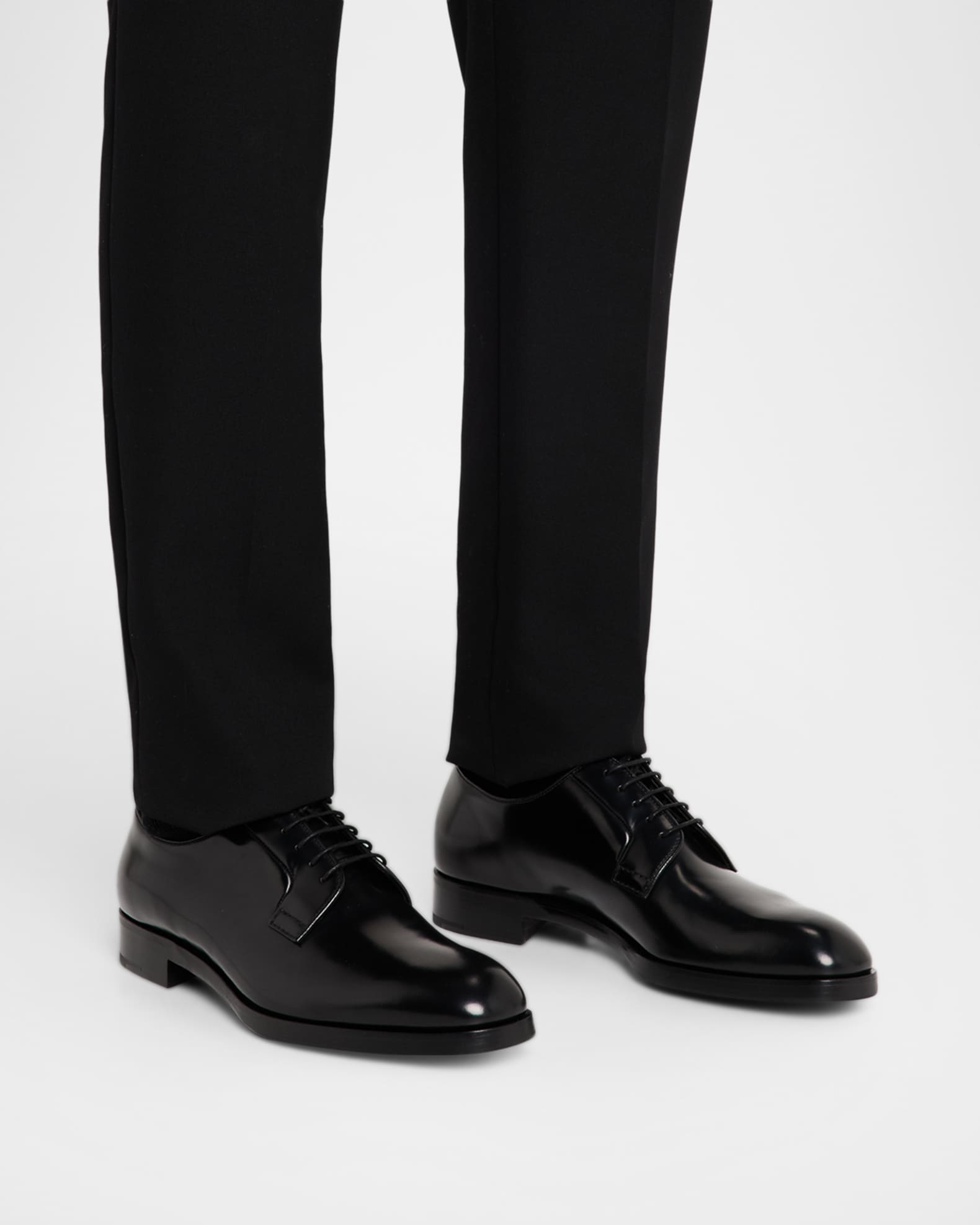Prada Men's Brushed Leather Derby Shoes | Neiman Marcus