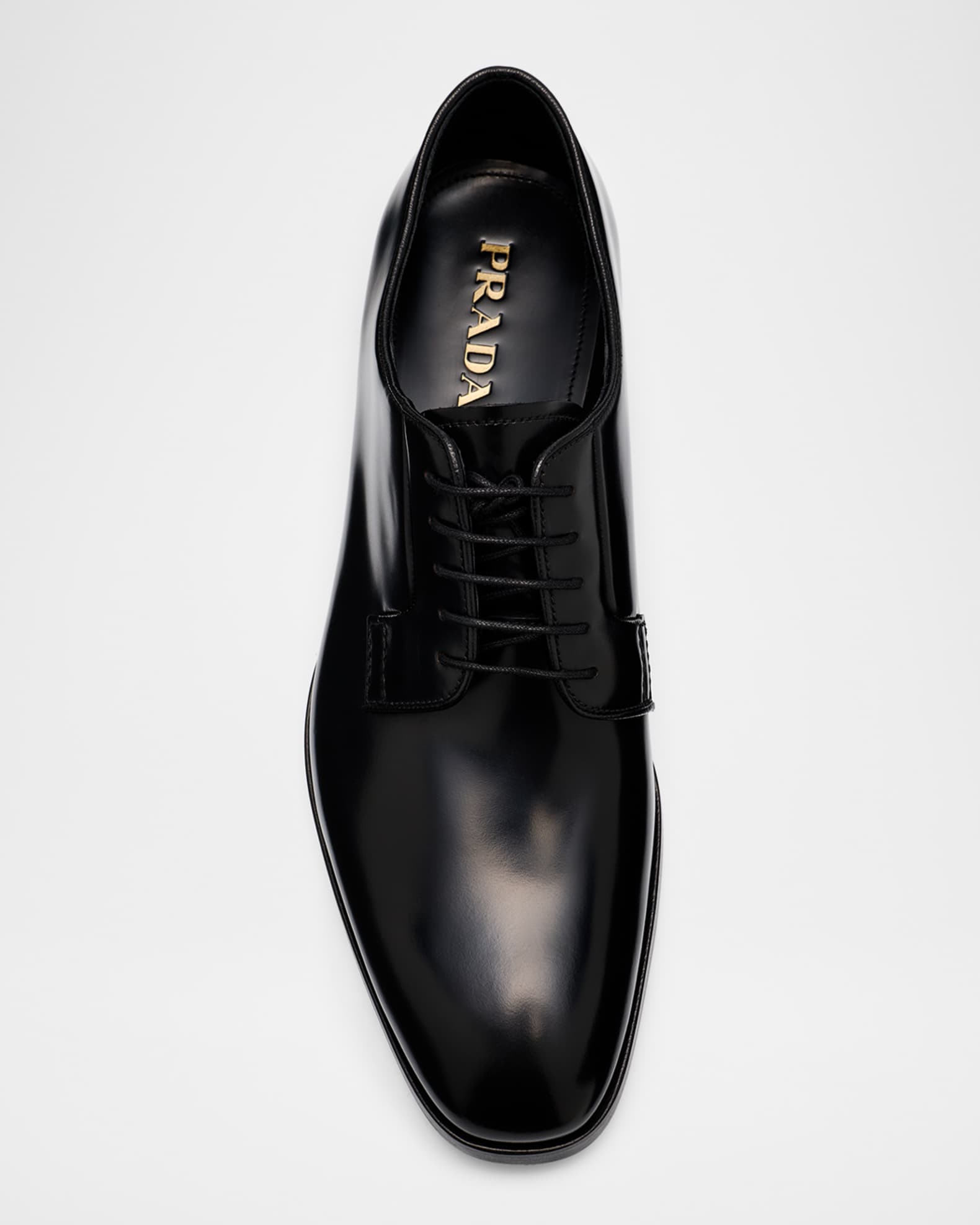 Prada Men's Brushed Leather Derby Shoes | Neiman Marcus