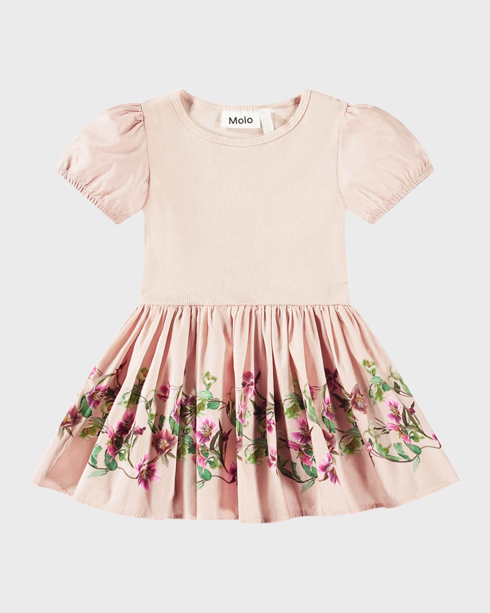Molo Girl's Caitlin Puff Sleeve Ribbed Dress, Size 6M-2