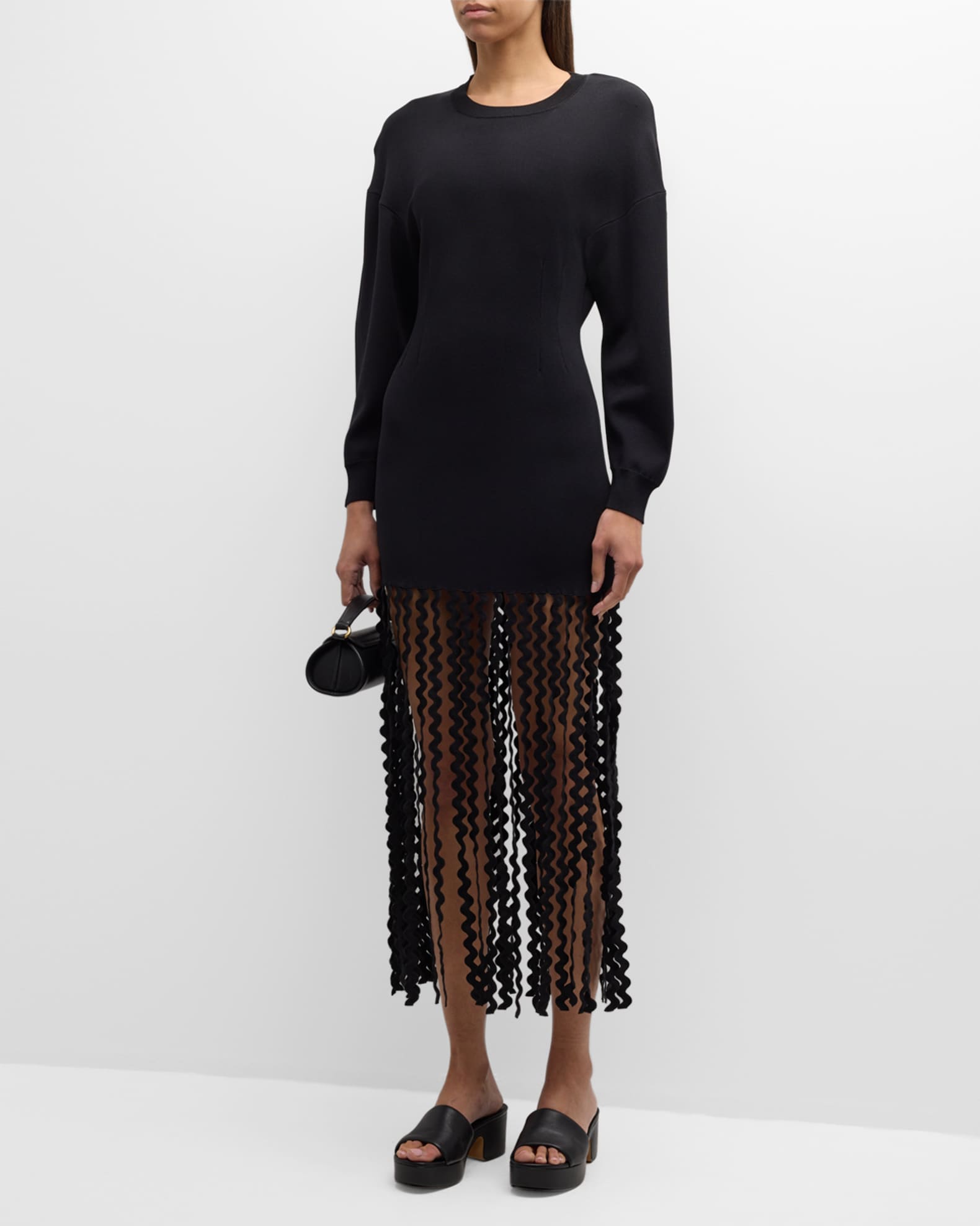 SIMONMILLER Wallis Knit Fringe Dress | Black | Size L | Shopbop