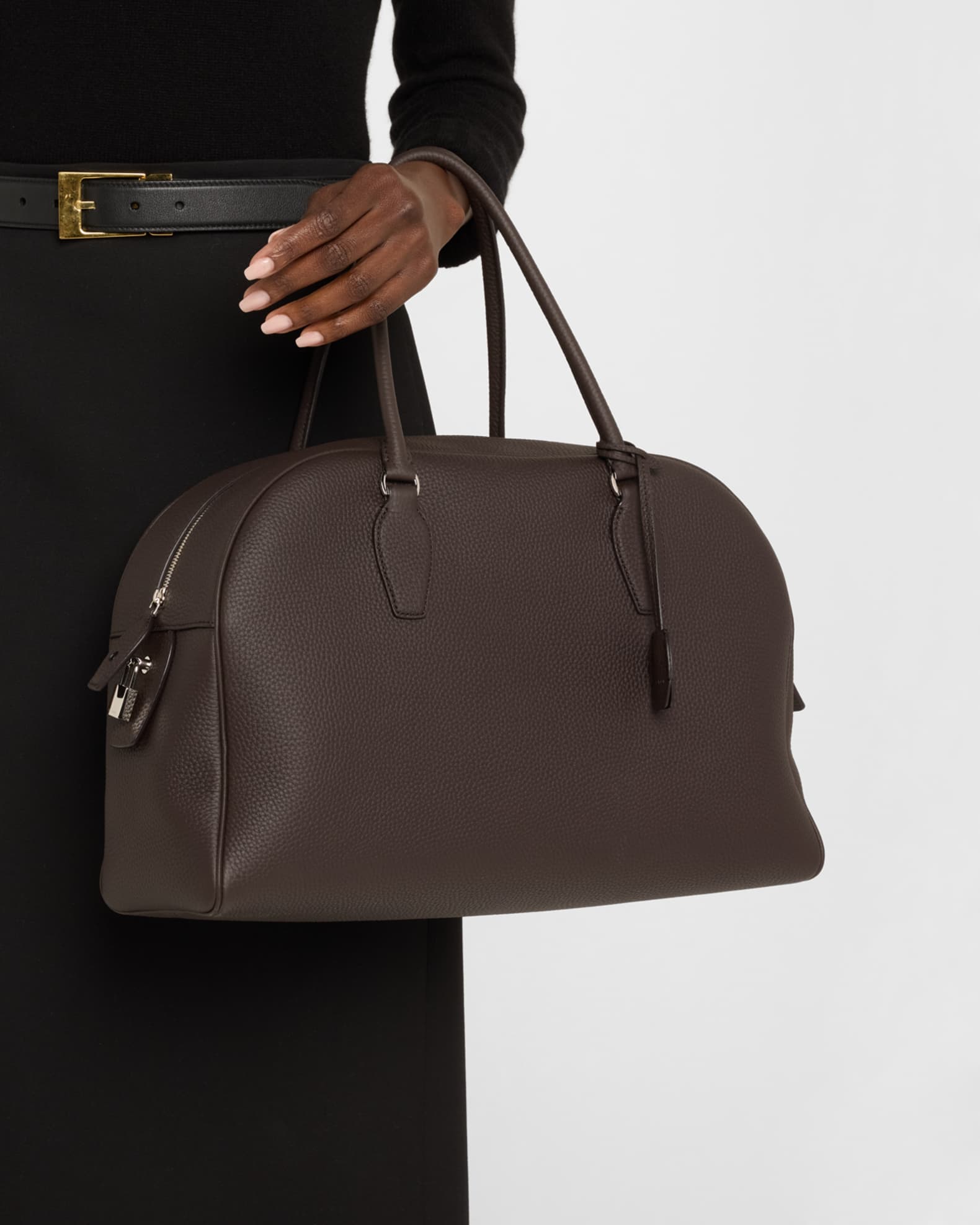 THE ROW India 15.75 Top-Handle Bag in Matte Grained Calfskin