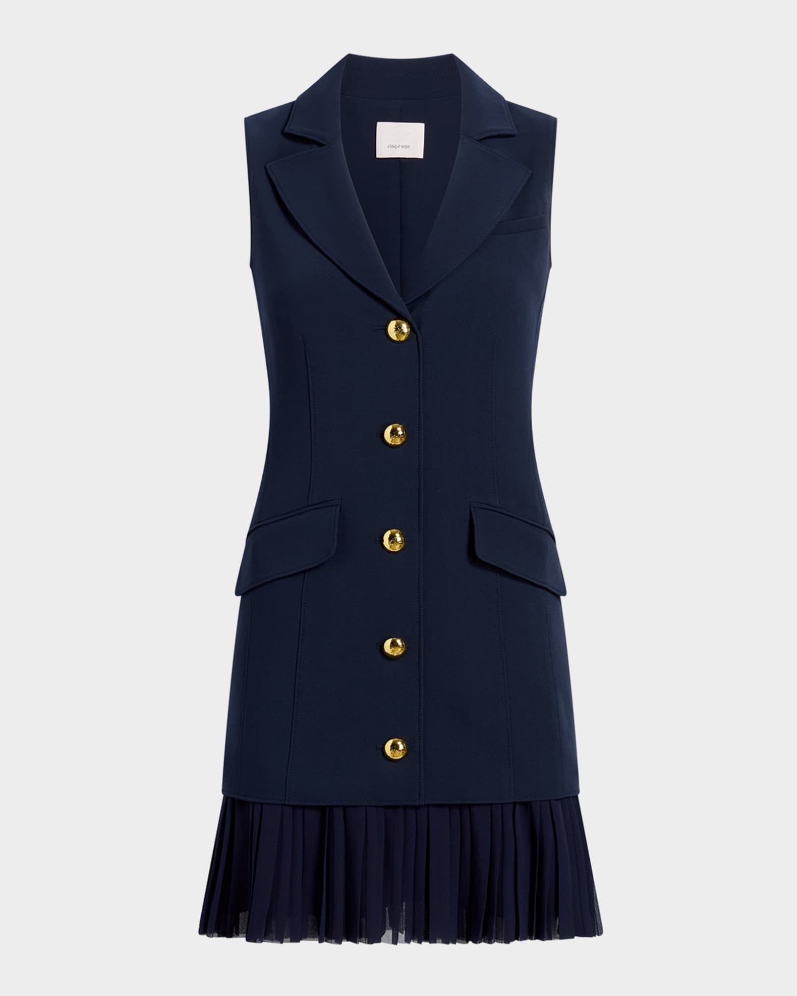 Regan Sleeveless Pleated-Skirt Blazer Mini Dress 0