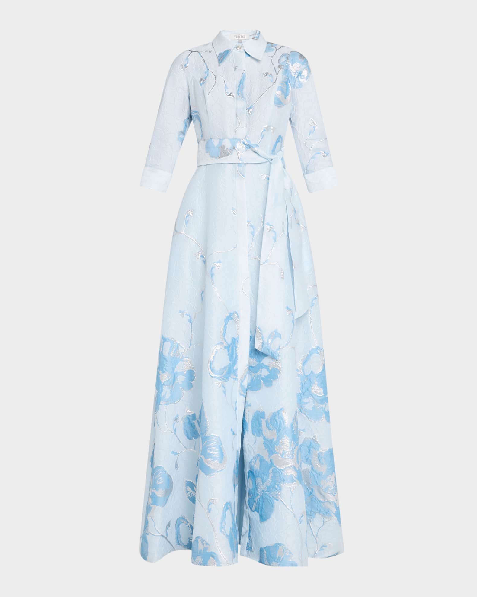 A-Line Metallic Jacquard Shirt Gown 0