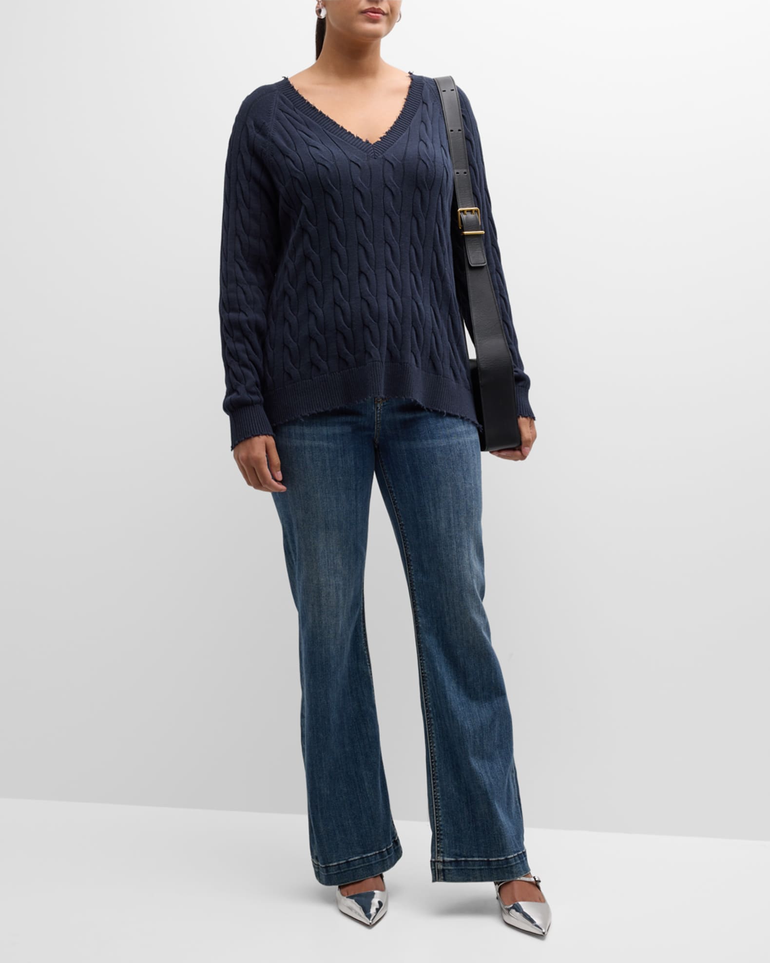 Plus size frayed sweater hotsell