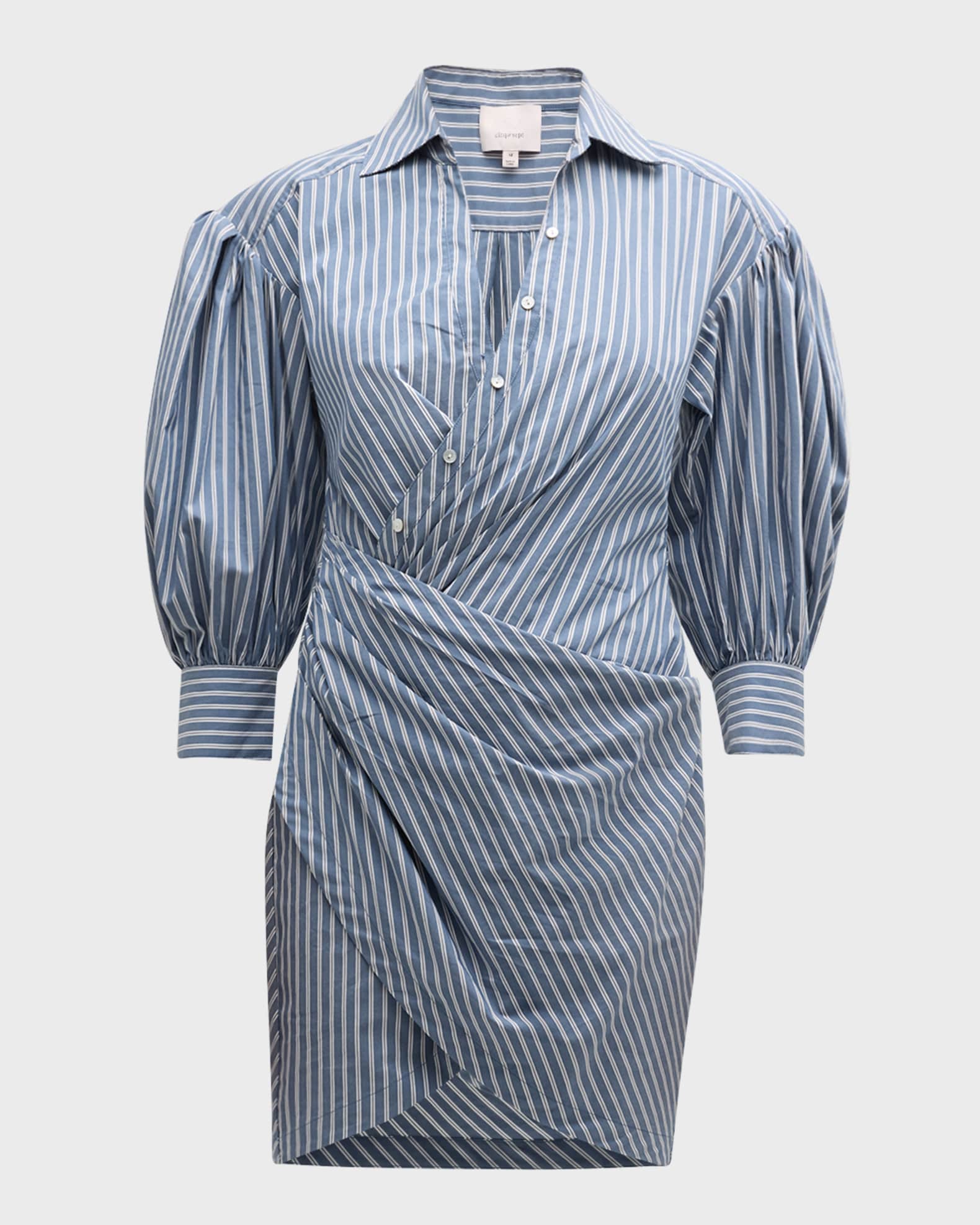 Cinq a Sept Sabrina Macaulay Stripe Crossover Mini Shirtdress