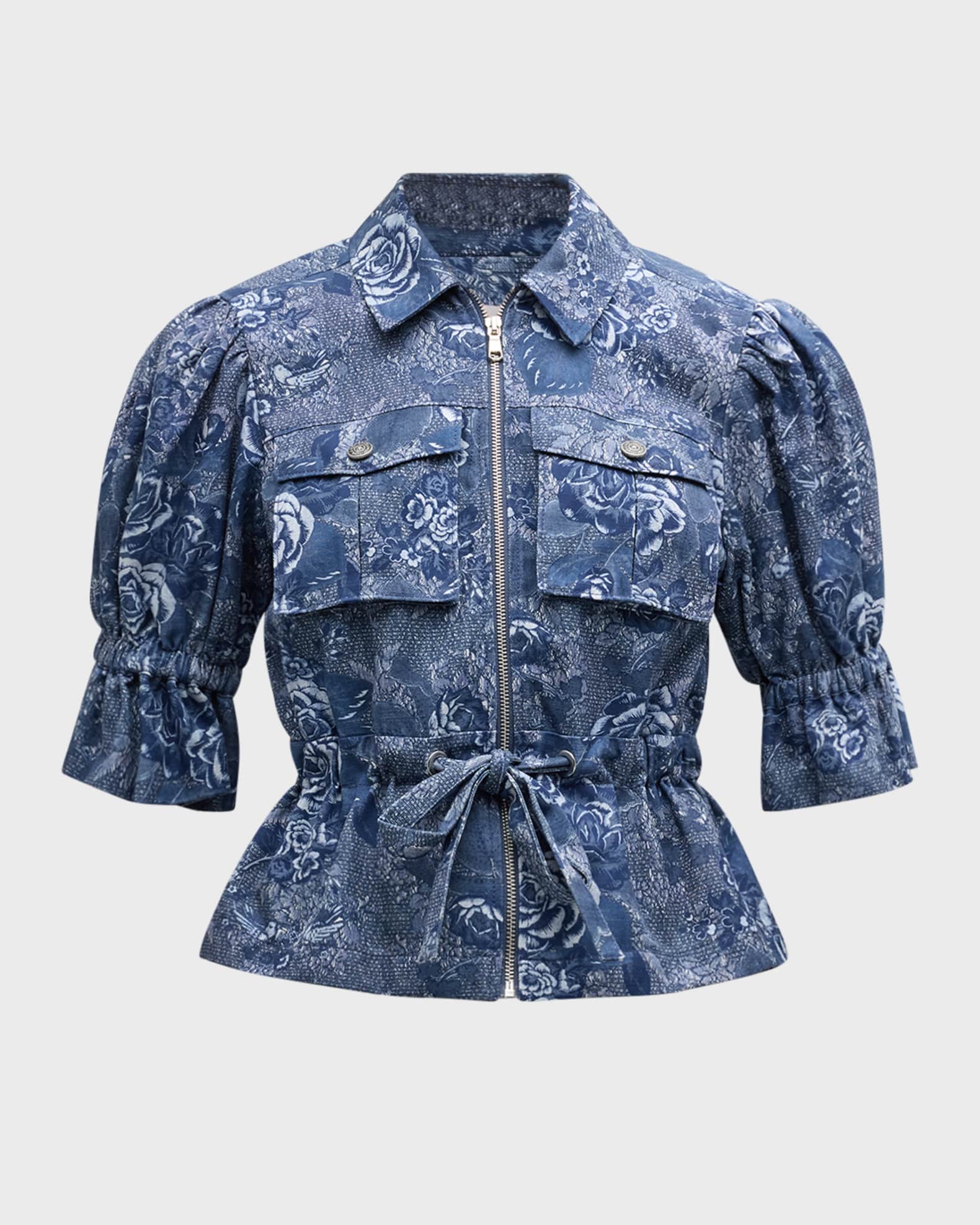 Cinq a Sept Adie Floral Puff-Sleeve Jacket