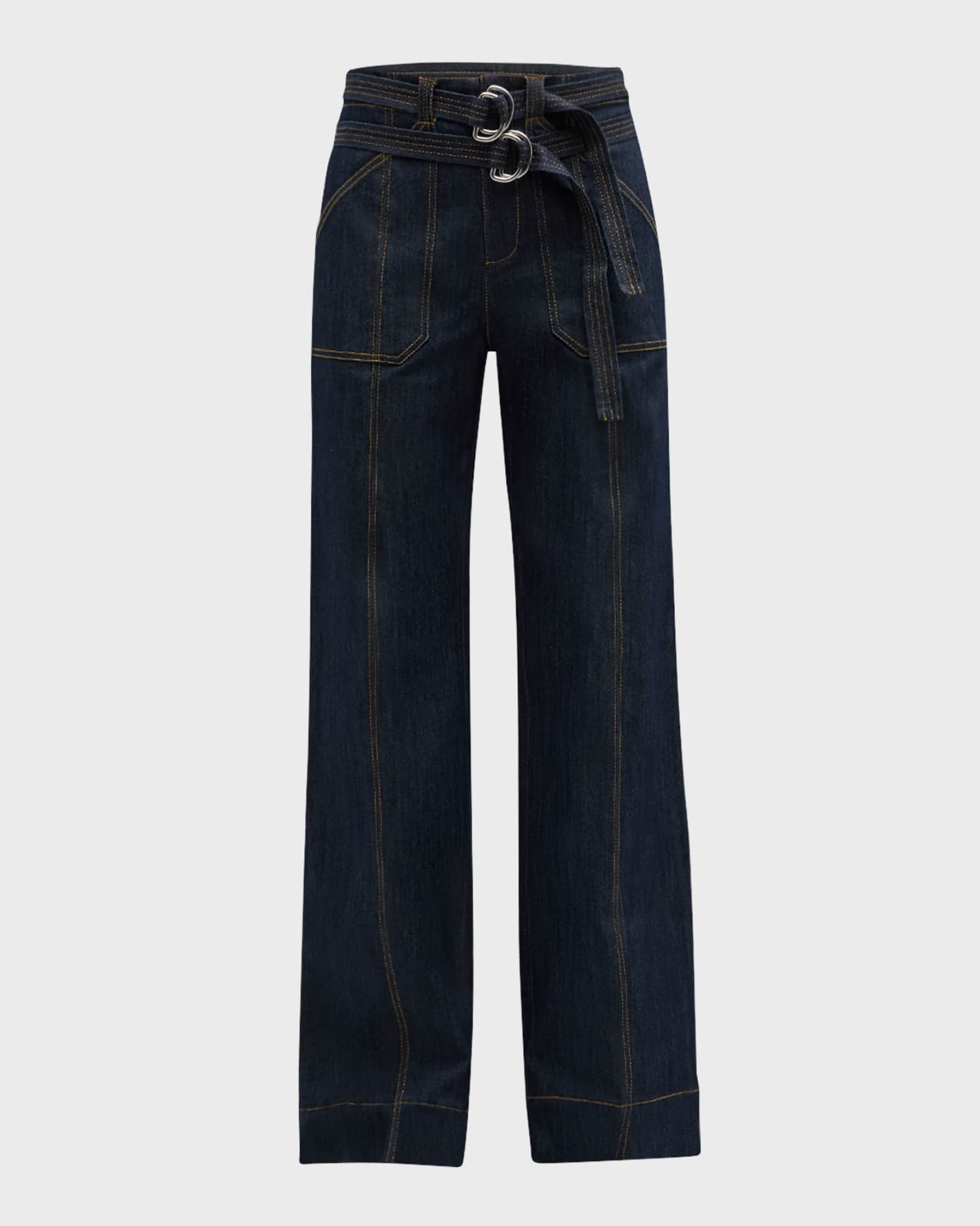 Cinq a Sept Kenji Belted Wide-Leg Jeans | Neiman Marcus