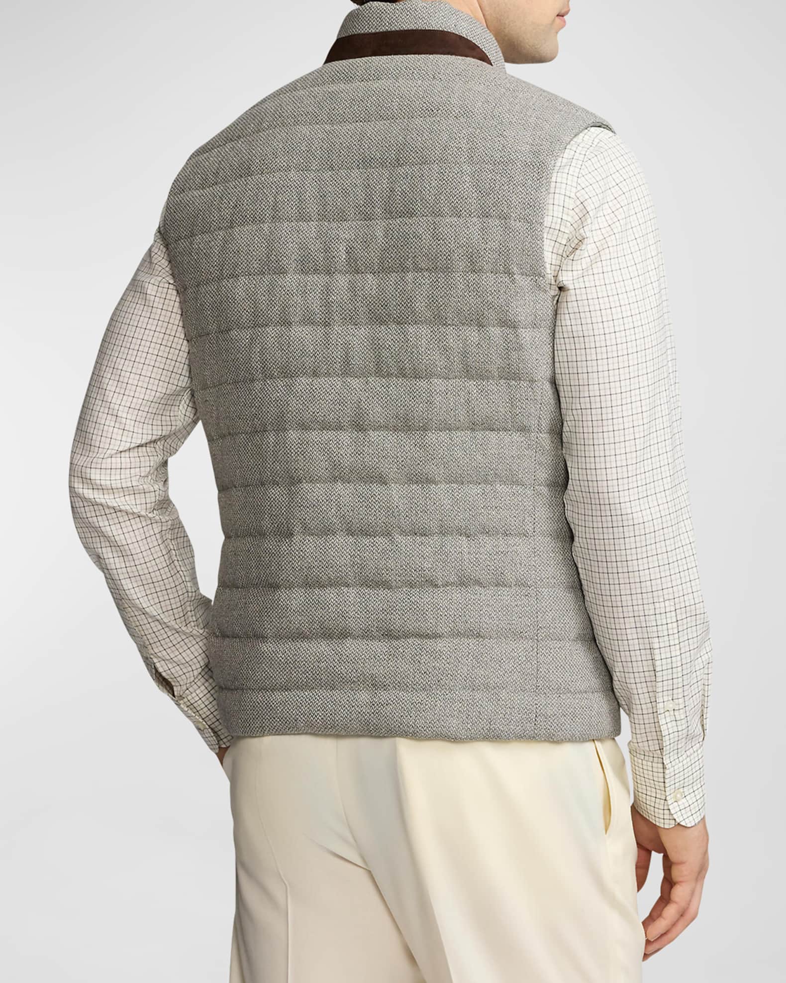 Men's Reversible Silk-Tweed Down Vest