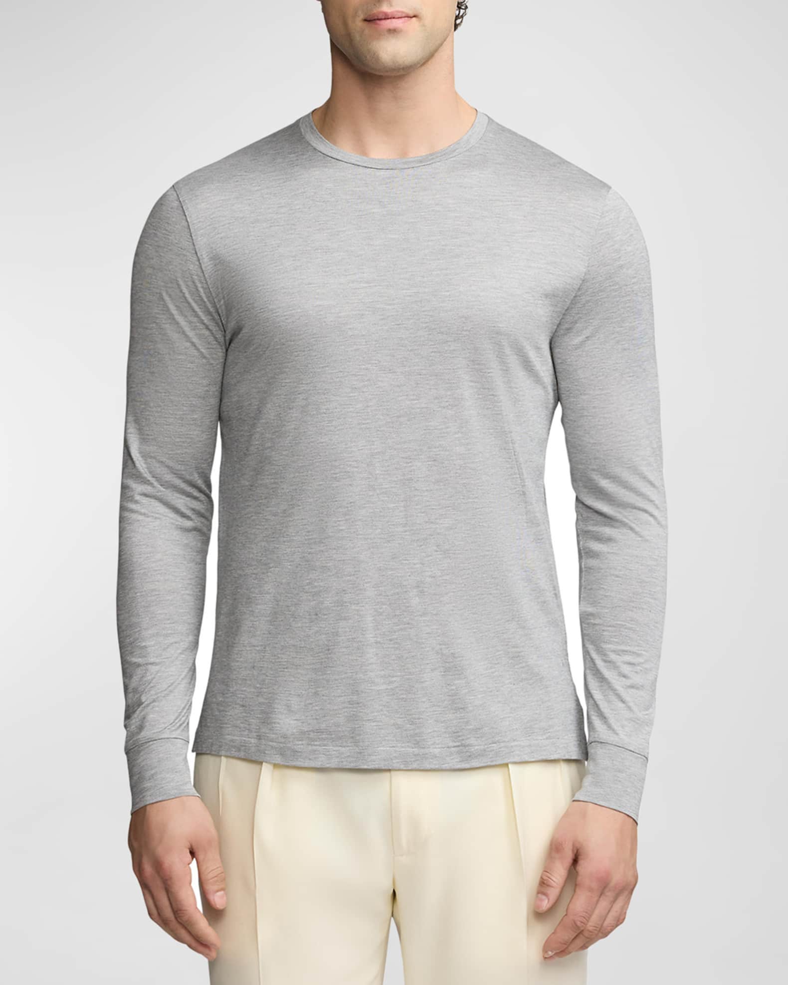 Ralph Lauren Purple Label Men's Silk-Cotton Jersey Long-Sleeve T